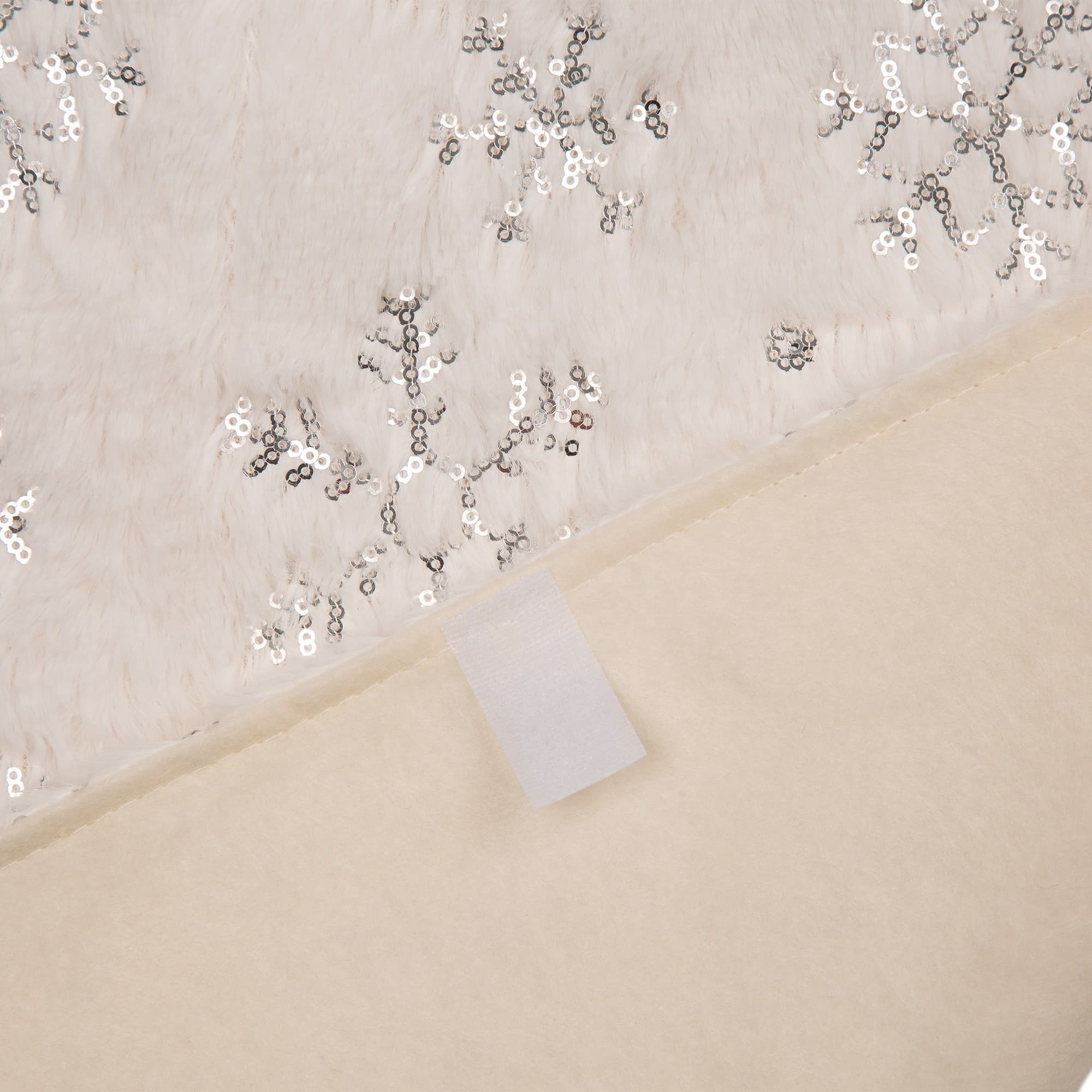 Glitzhome® 48" White Plush with Snowflake Christmas Tree Skirt