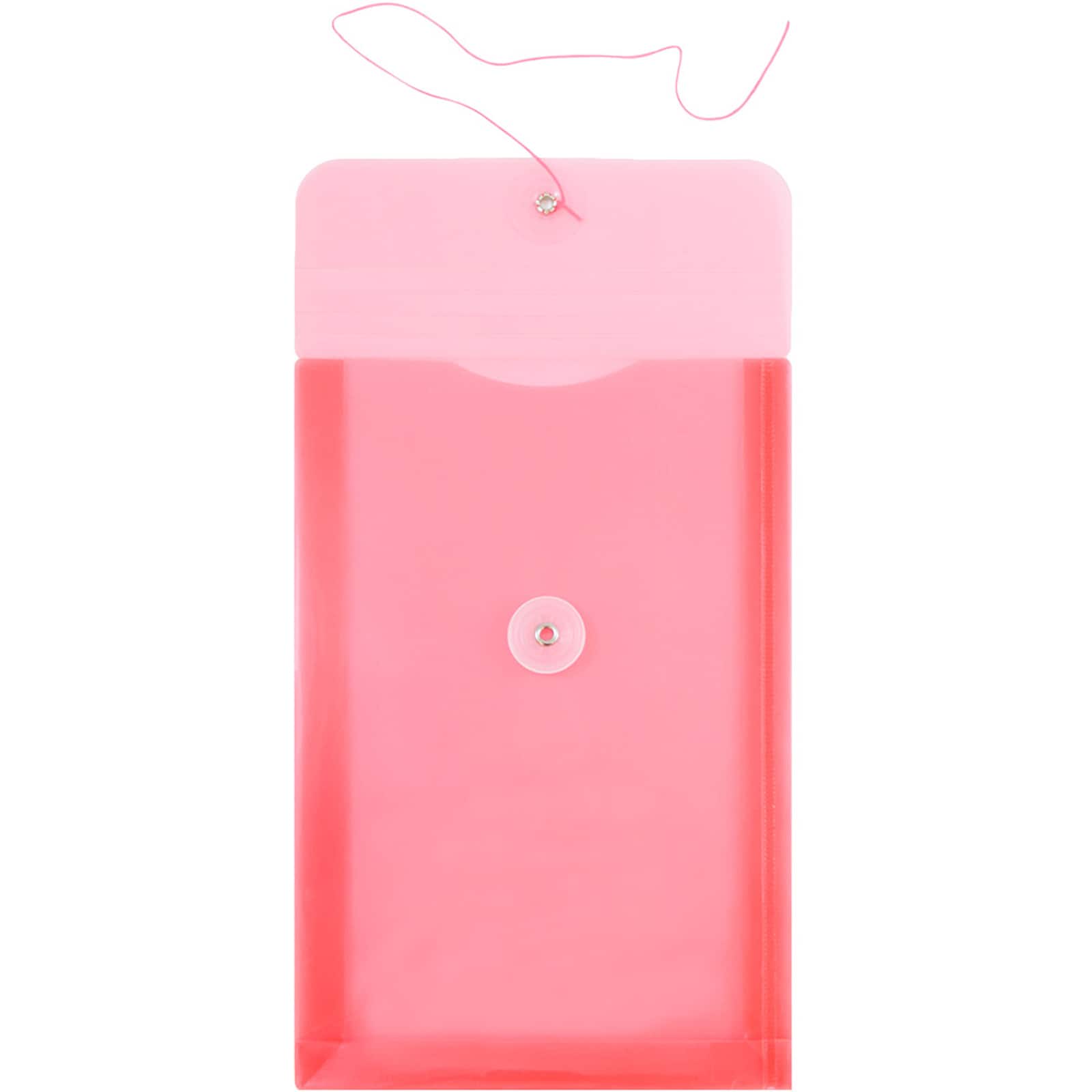 JAM Paper 6.25" x 9.25" Red Plastic Button String Open End Envelopes, 24ct.
