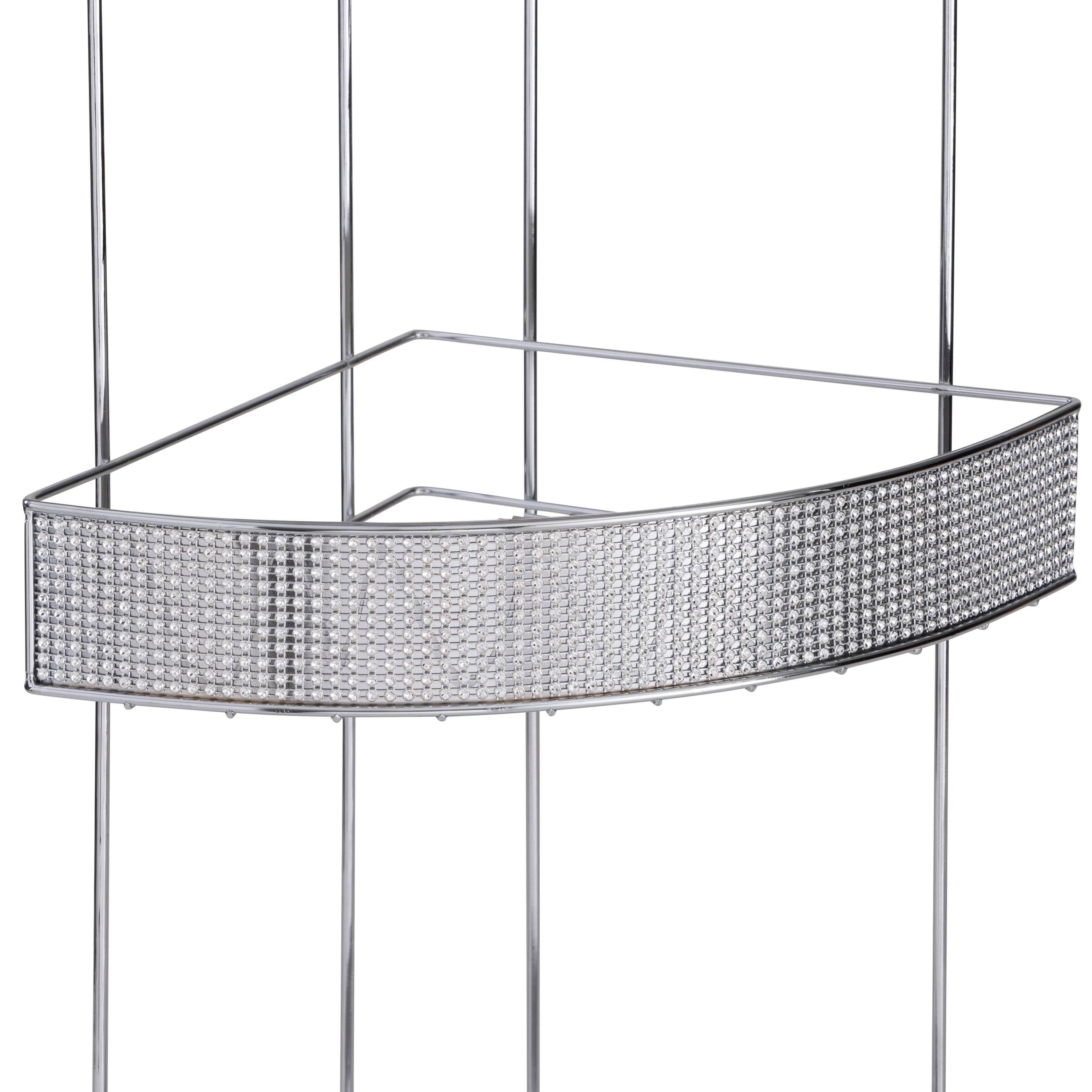 Bath Bliss Pave Diamond Design 3-Tier Corner Bath Shelf