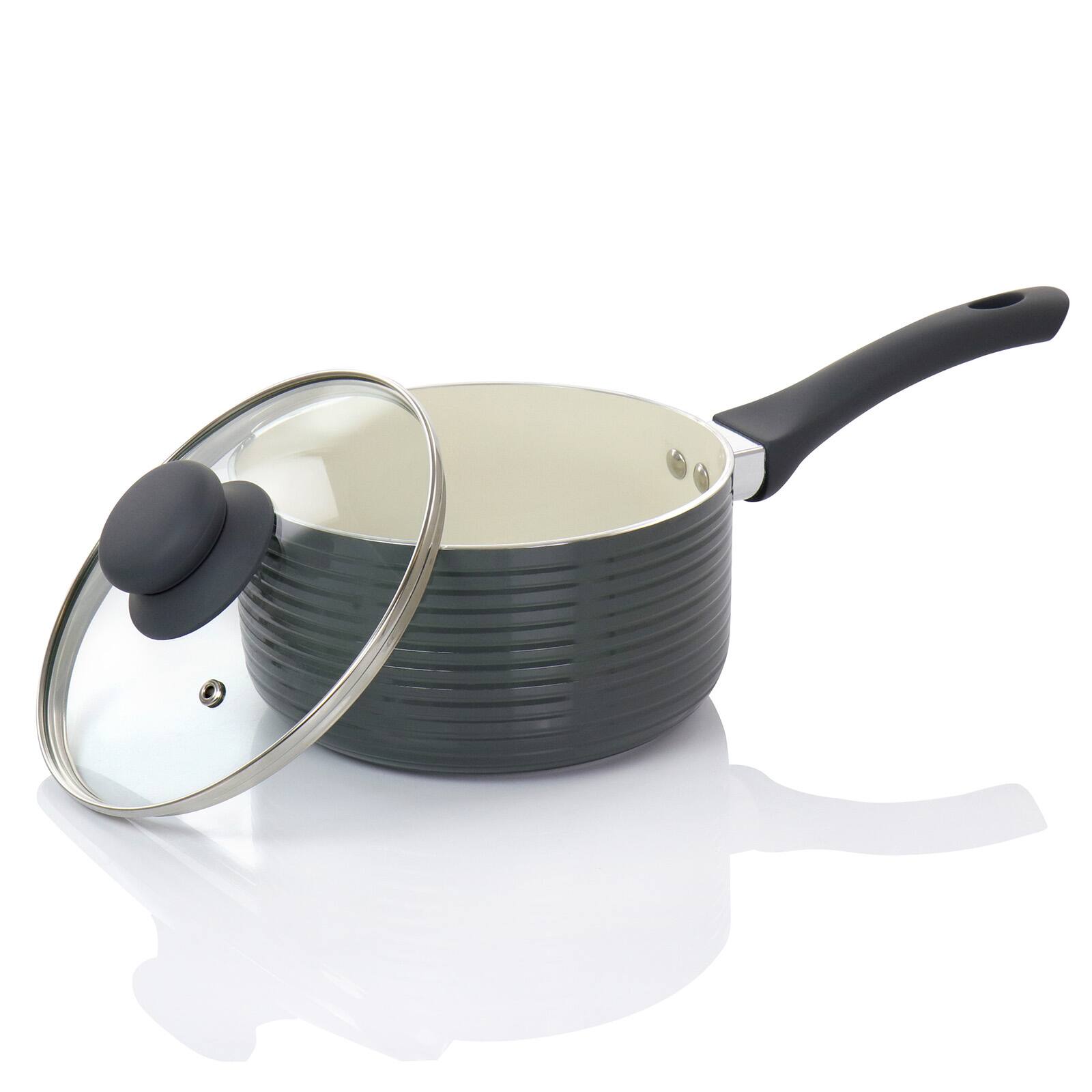 Oster Ridge Valley 2.5qt. Gray Nonstick Aluminum Saucepan with Lid