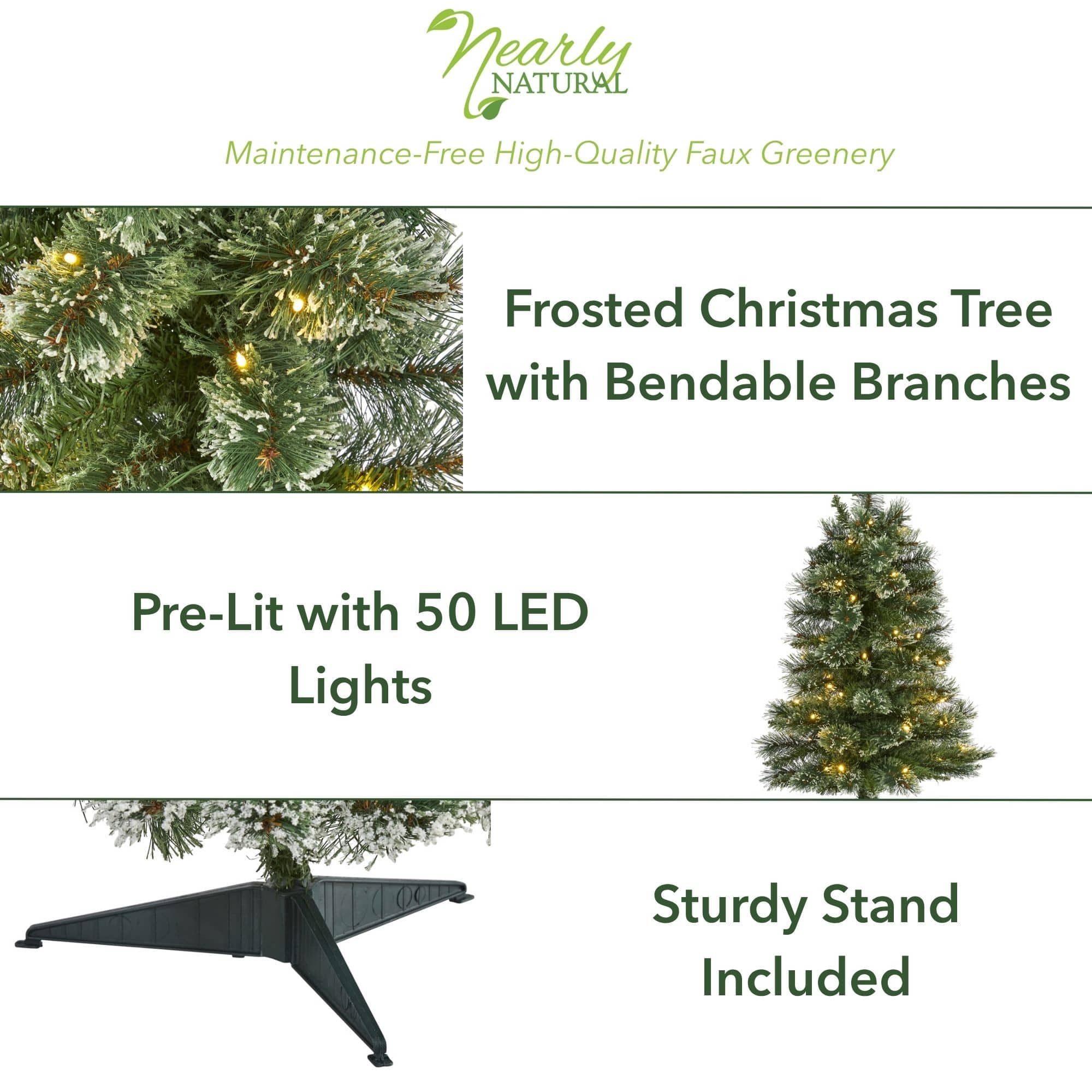 3ft. Pre-Lit Wisconsin Slim Snow Tip Pine Artificial Christmas Tree with Clear LED Lights