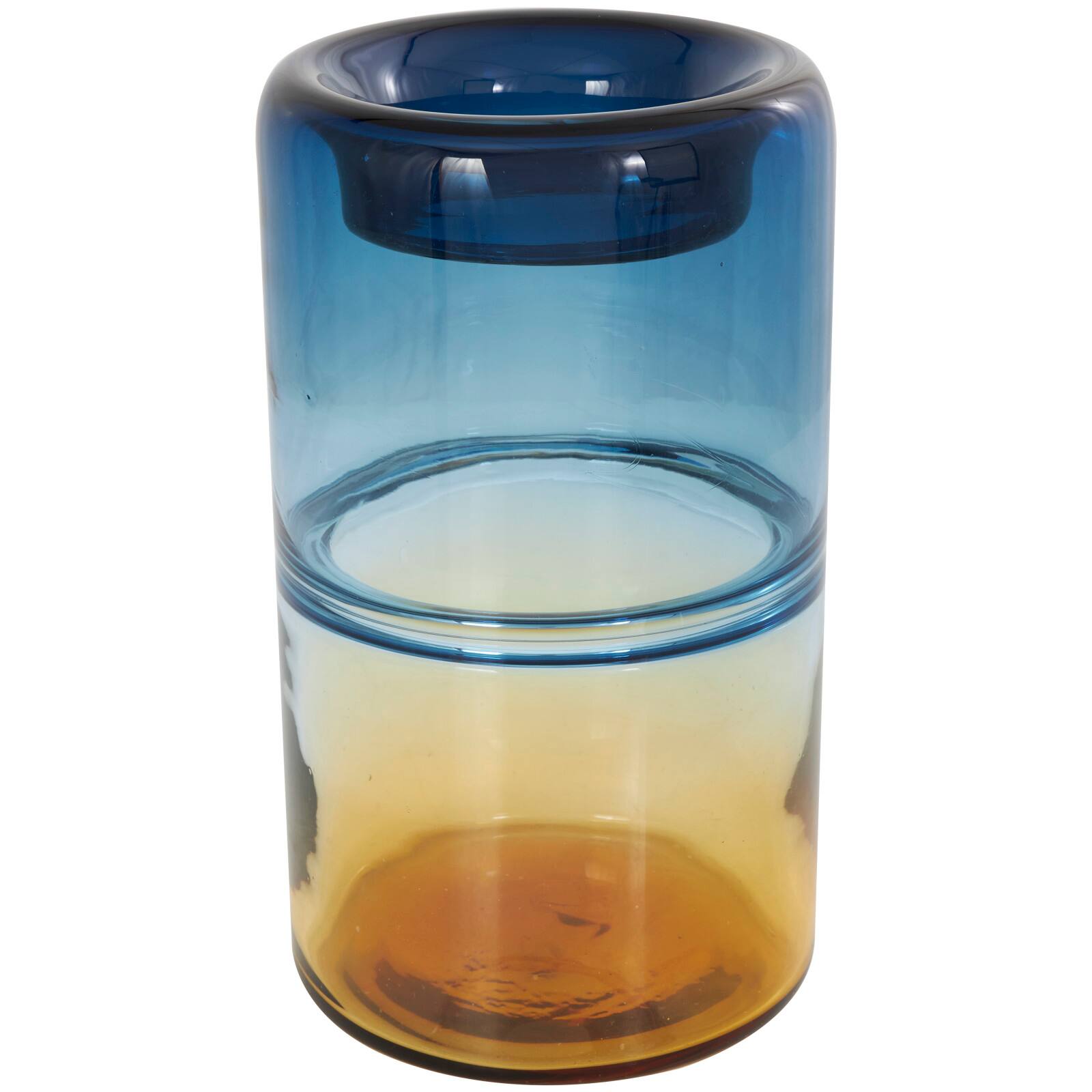 11" Blue & Yellow Ombre Cylinder Glass Vase By Ivory And Iris | 6" x 6.5" x 11" | Michaels&reg;