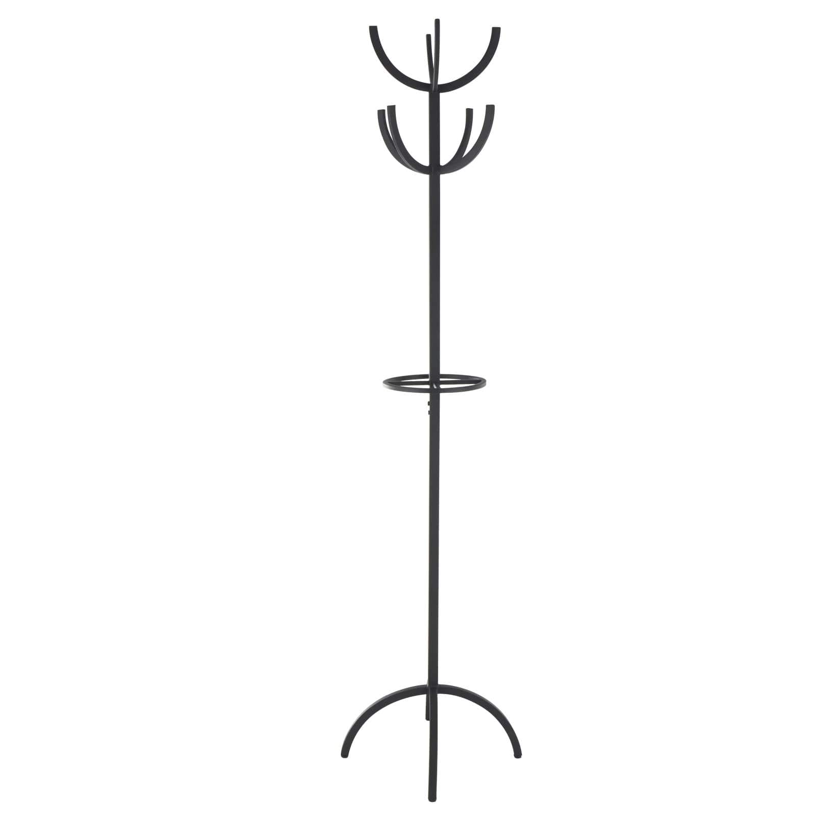 72" Black Metal 8 Hook Coat Rack with Ached Legs