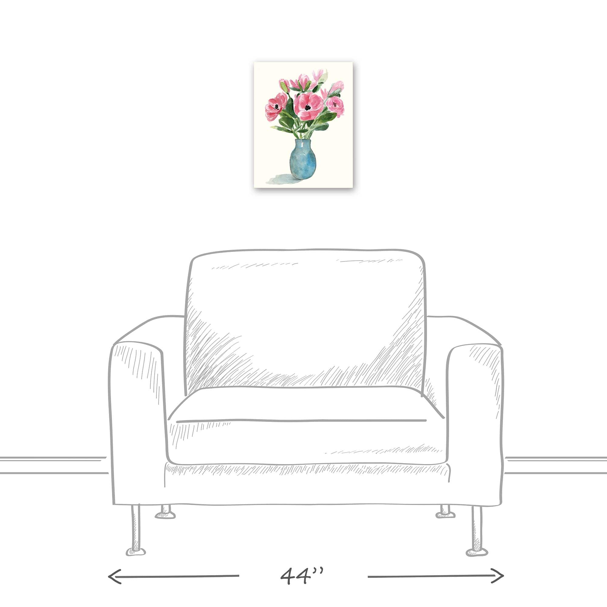 Blue Vase Florals 11" x 14" Canvas Wall Art