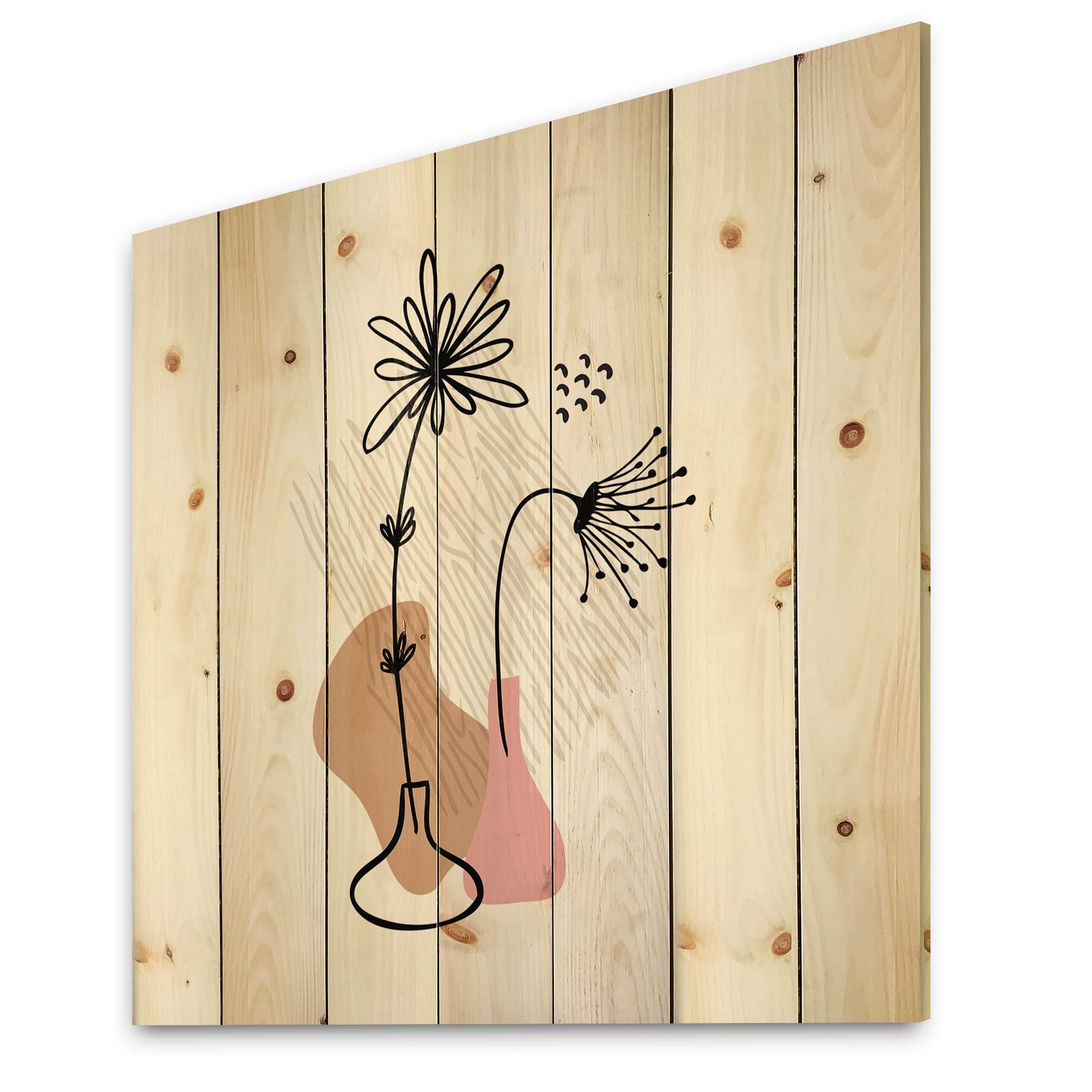 Designart - Abstract Flowers On Minimal Shapes III