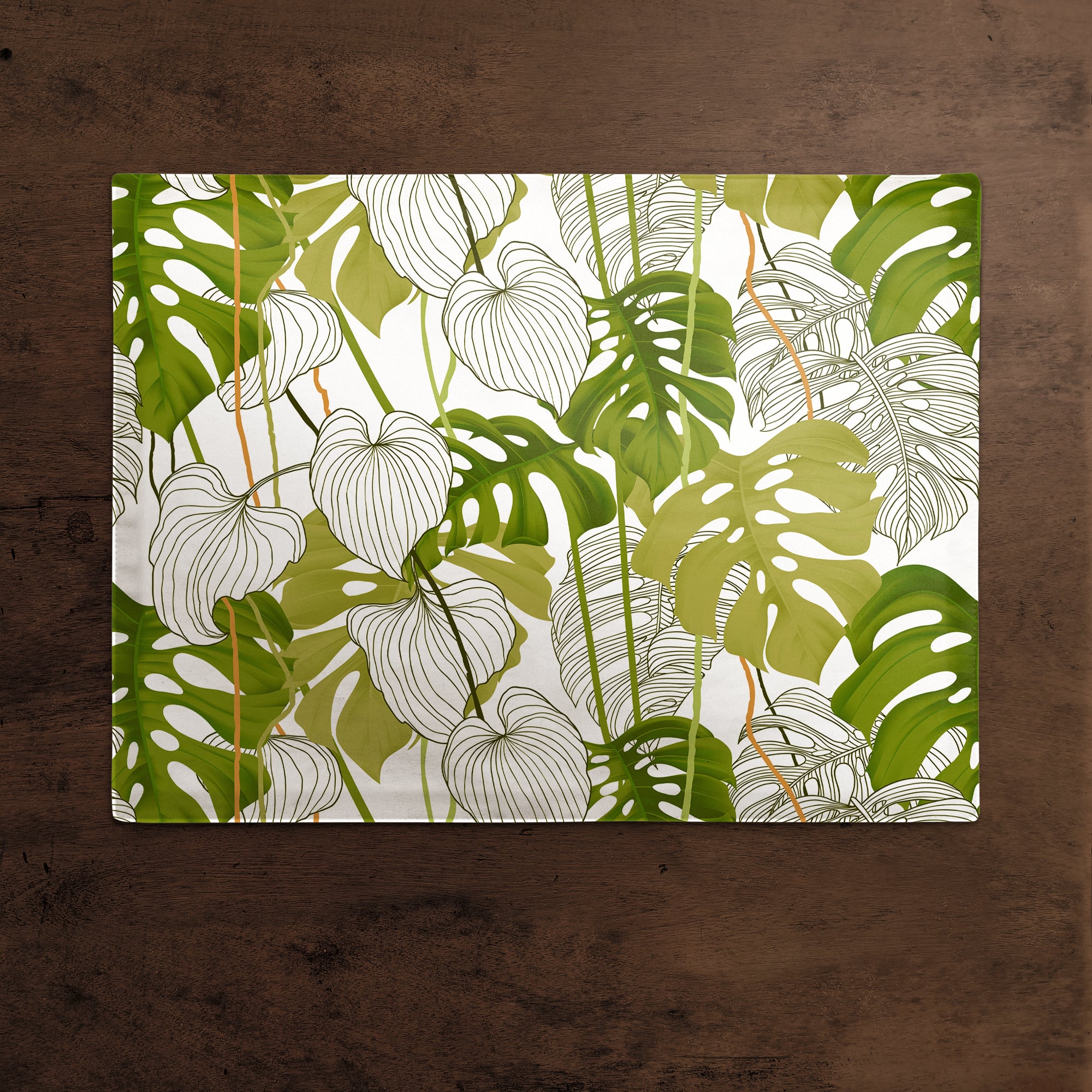 Yellow Green Monstera 18" x 14" Cotton Twill Placemat