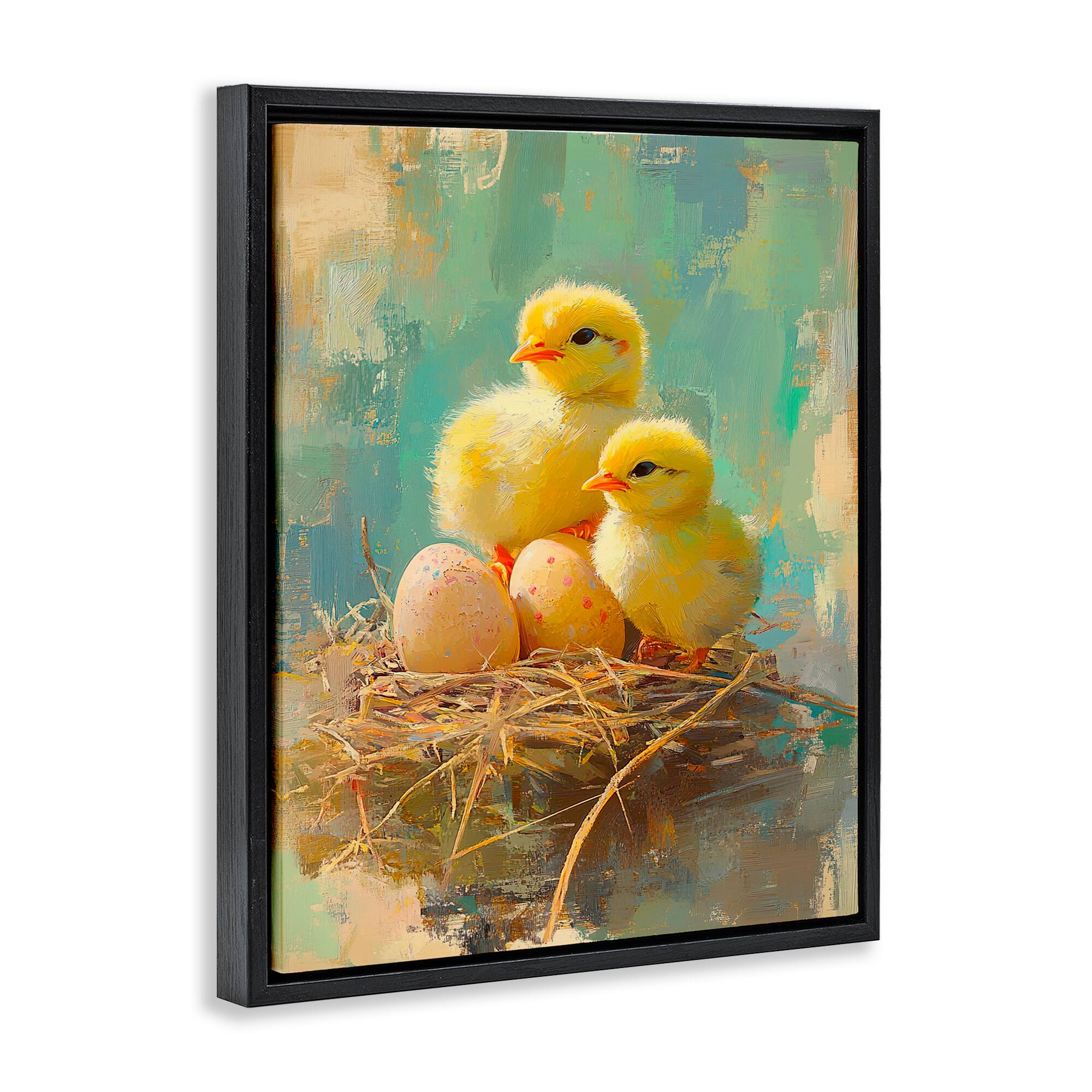 Stupell Industries Easter Chicks & Eggs Floating Frame Wall Art