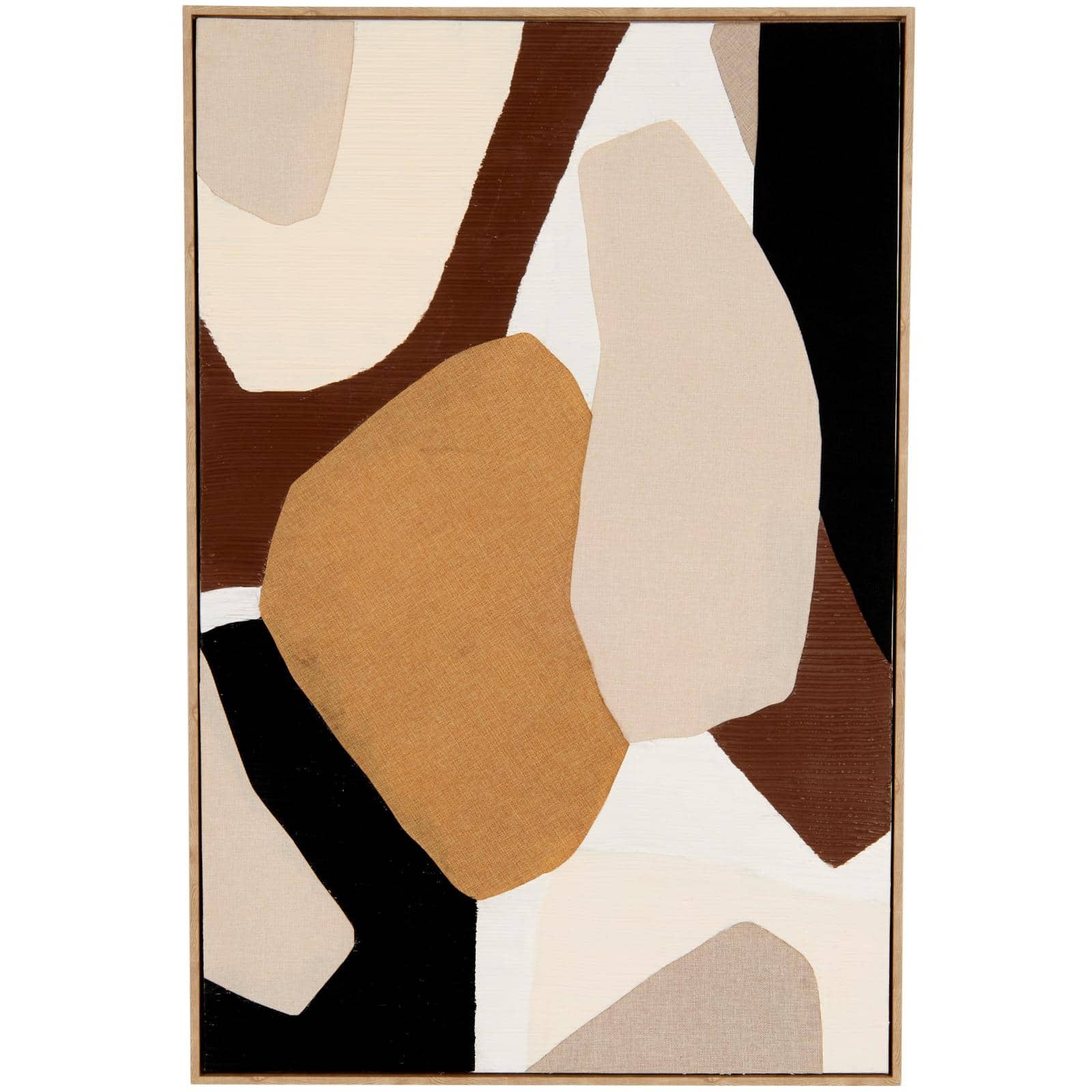 48" x 32" Brown Wooden Geometric Abstract Overlapping Circle Decorative Wall Art with Cream Accents