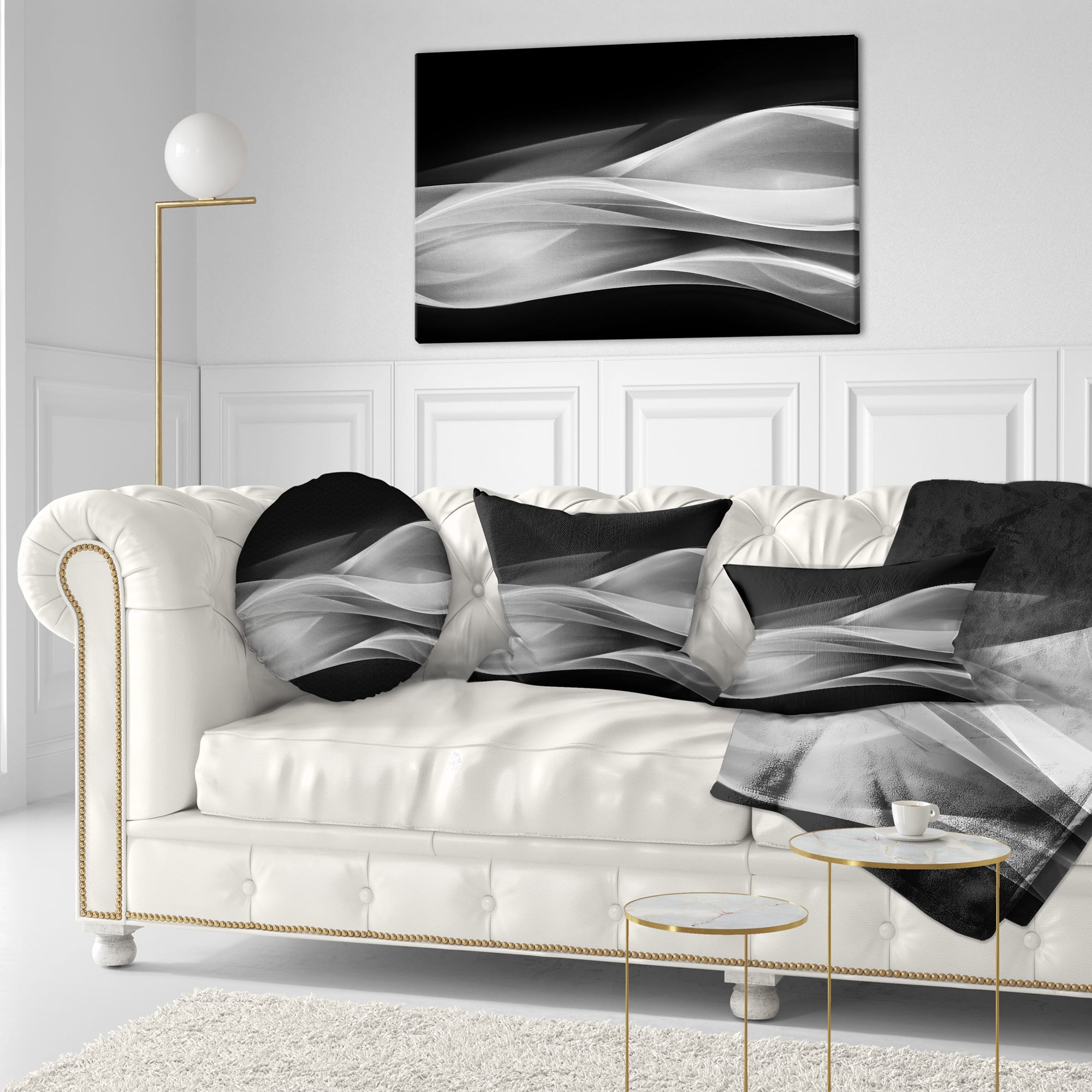 Designart - Glittering Silver Pattern - Abstract Canvas art print