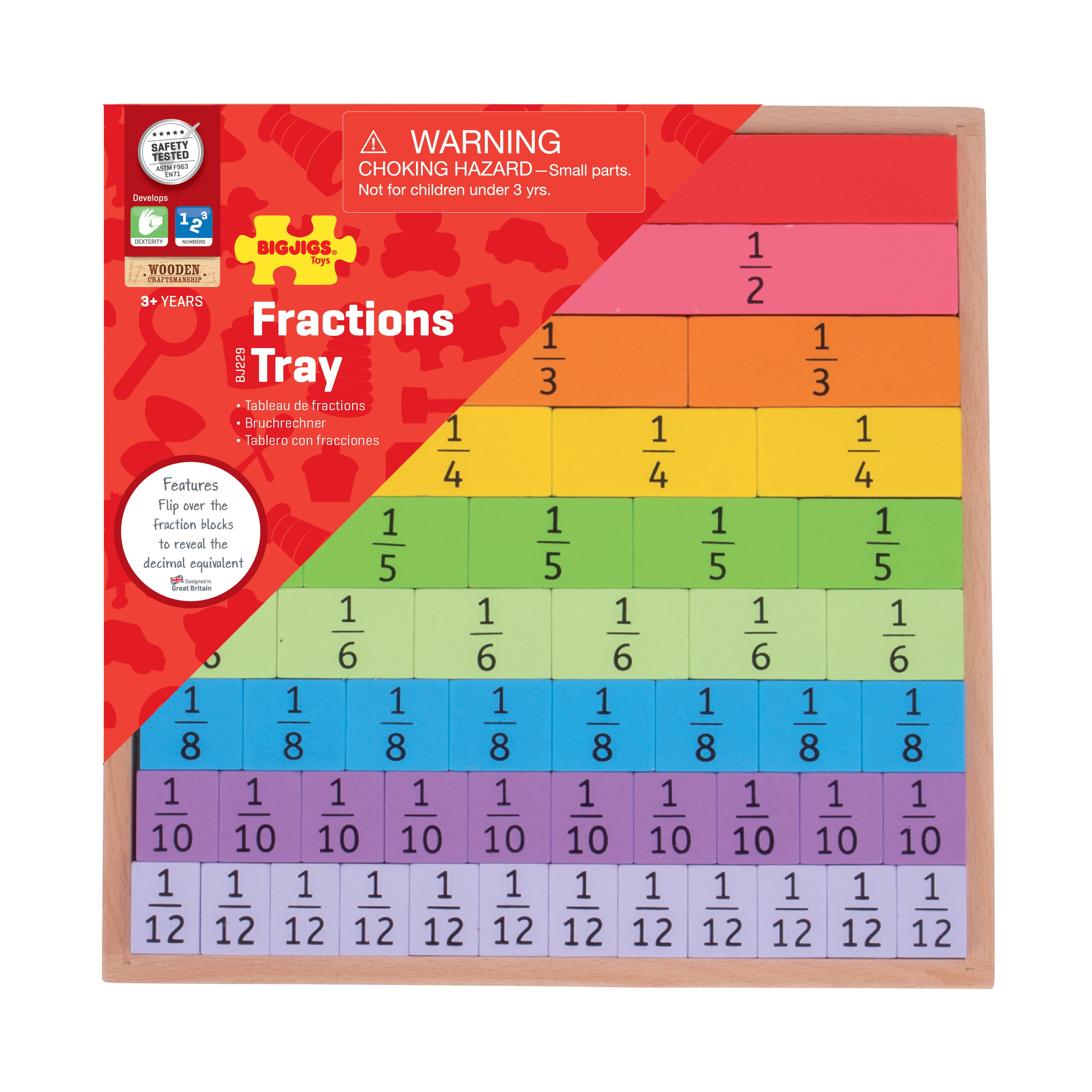 Bigjigs® Wooden Fractions Tray