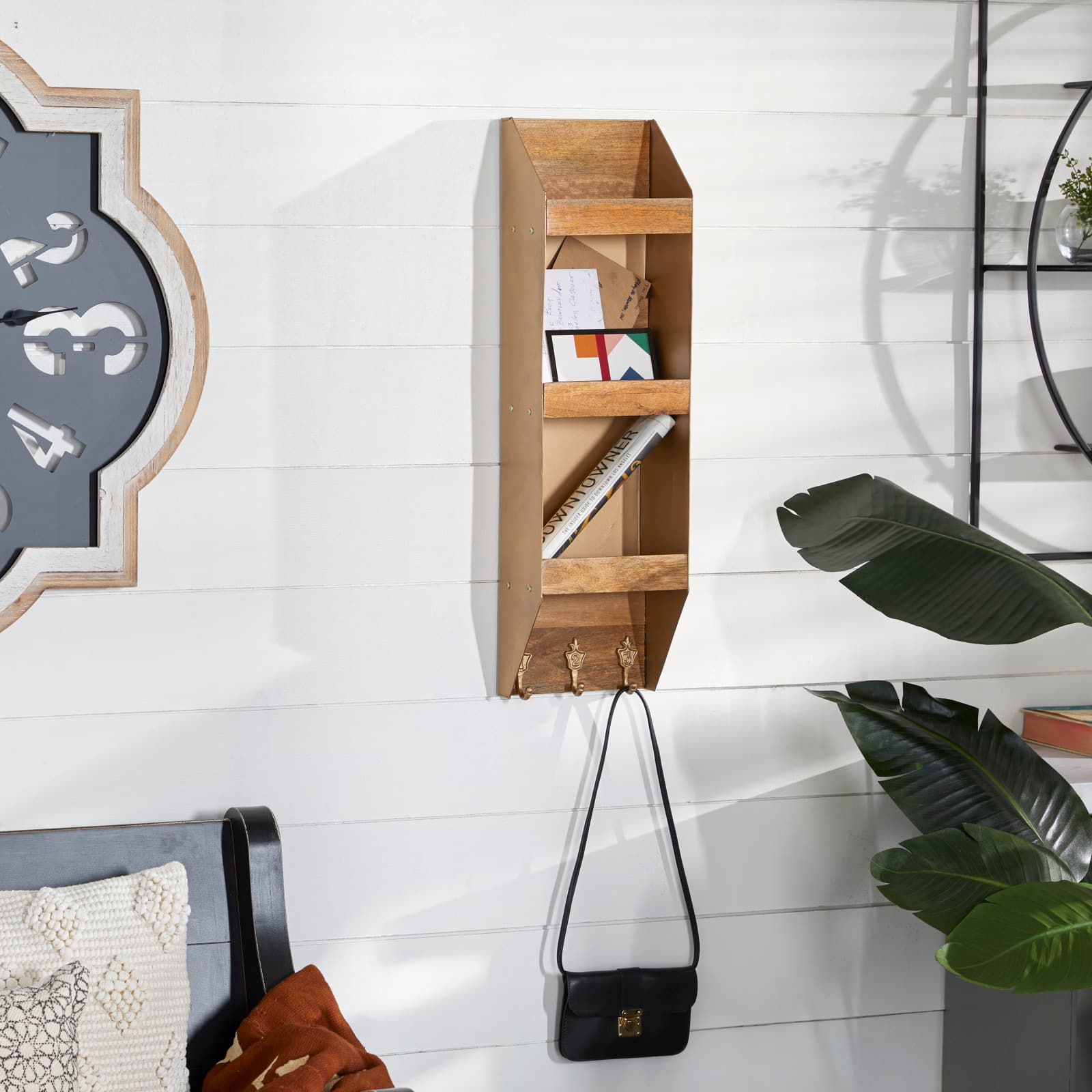 Brown Metal Industrial Wall Shelf, 29" x 9" x 5"