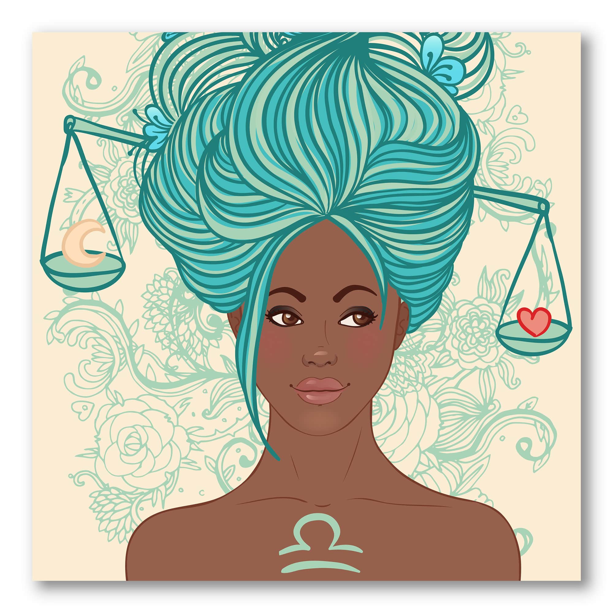 Designart - Portrait of African American Woman With Blue Hair I - Modern Canvas Wall Art Print