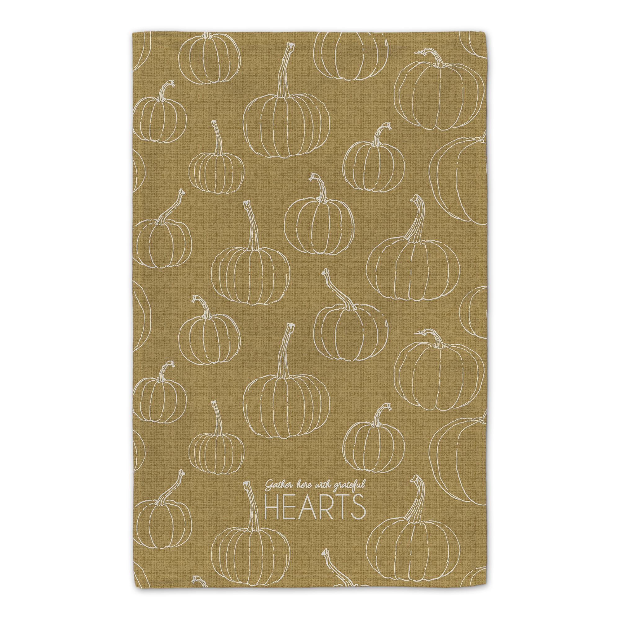 Grateful Hearts Mustard Pumpkin Tea Towel Set