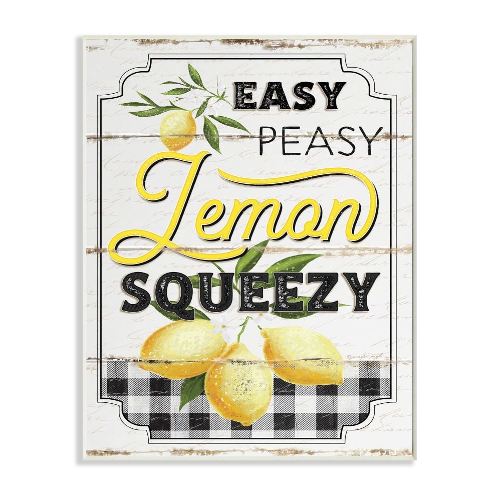 Stupell Industries Vintage Rustic Easy Peasy Lemon Squeezy Quote Wood Wall Plaque