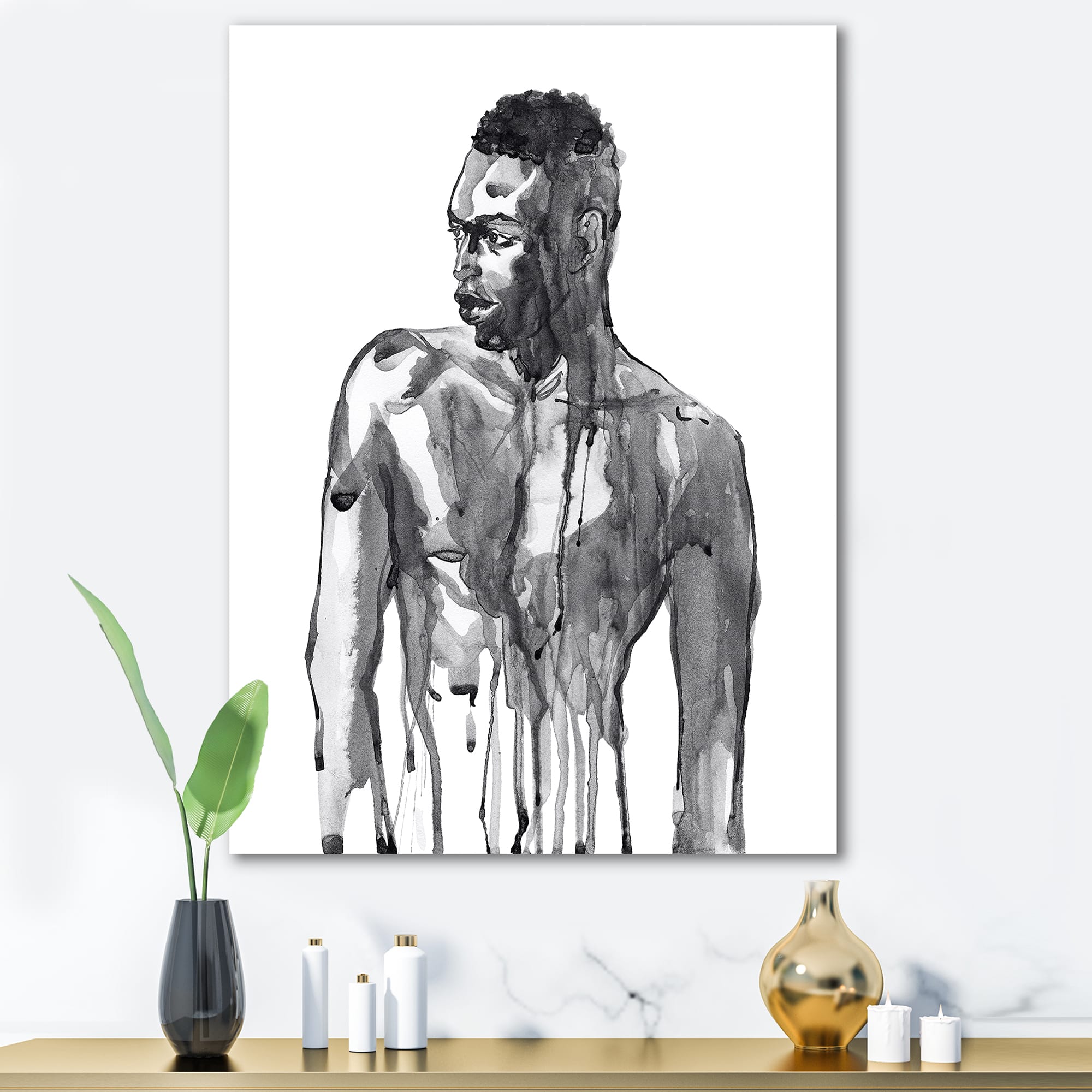 Designart - Handsome African Man Portrait On White I - Modern Canvas Wall Art Print