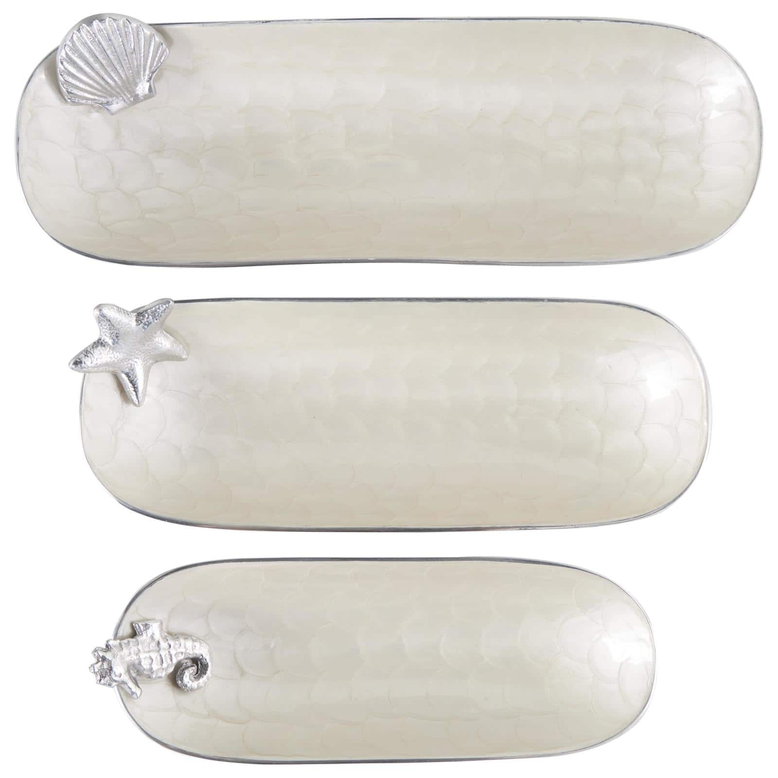 White Sea Life Metal Decorative Bowl Set