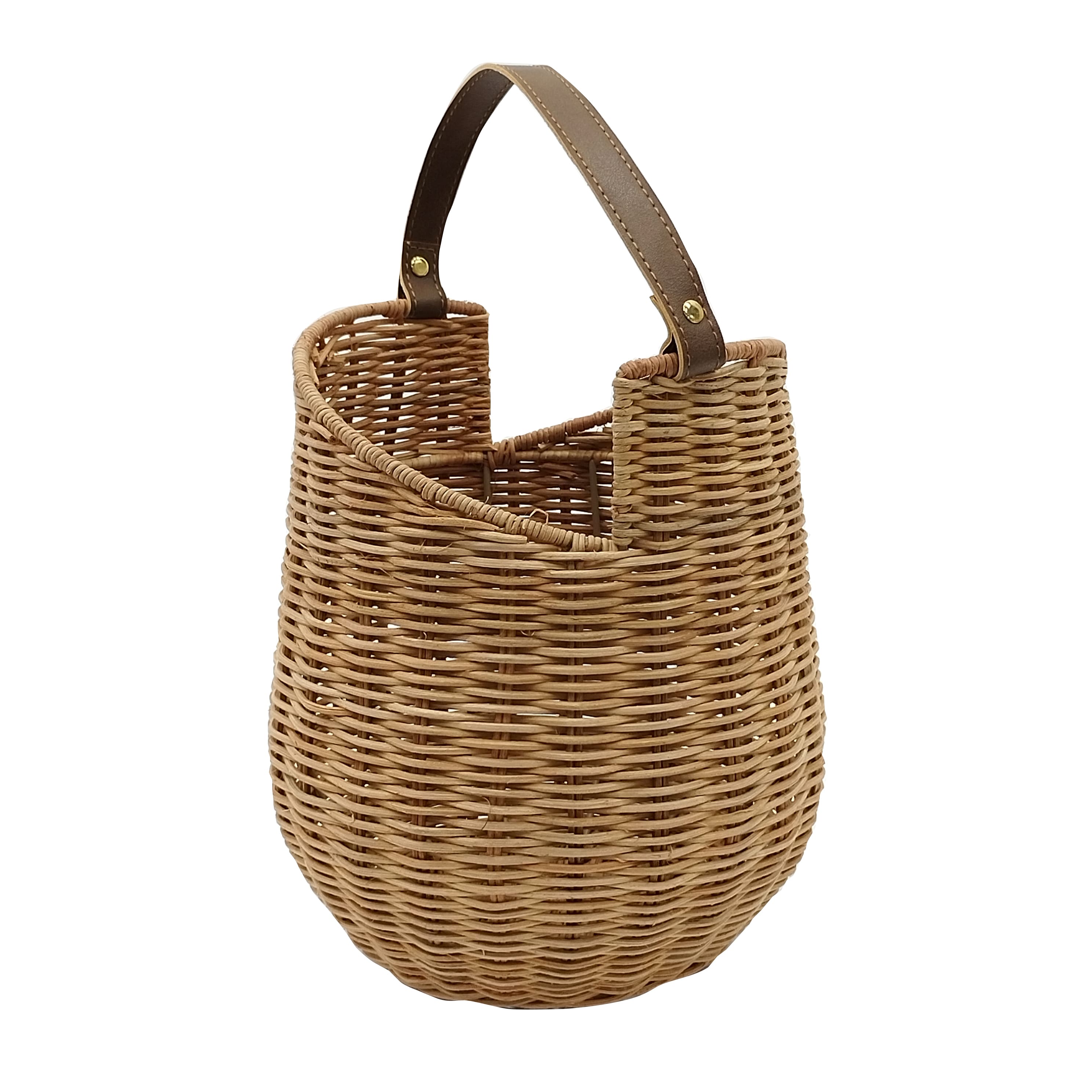 Rattan Woven Basket with Faux Leather Handle by Ashland®