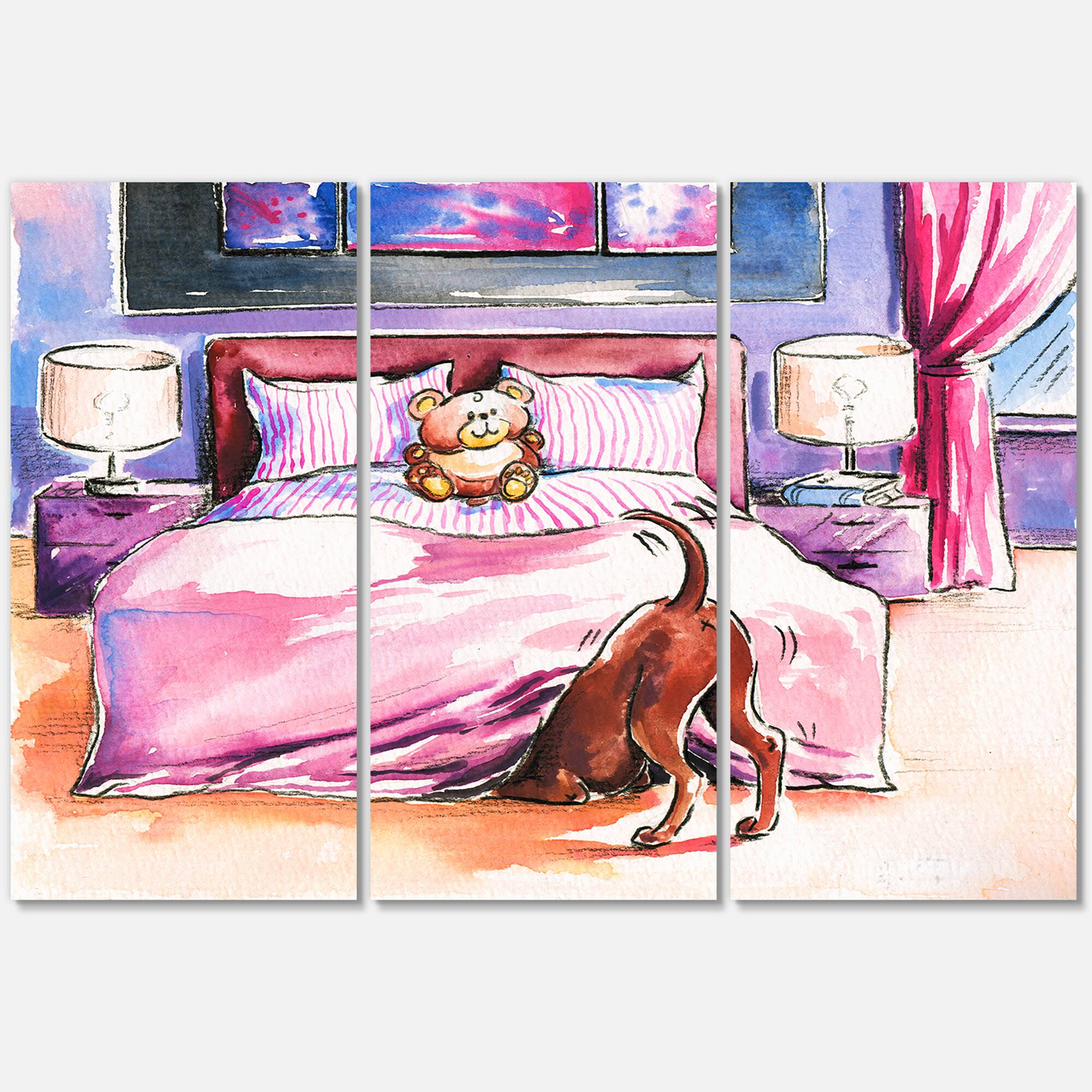 Designart - Brown Dog Looking Under the Bed