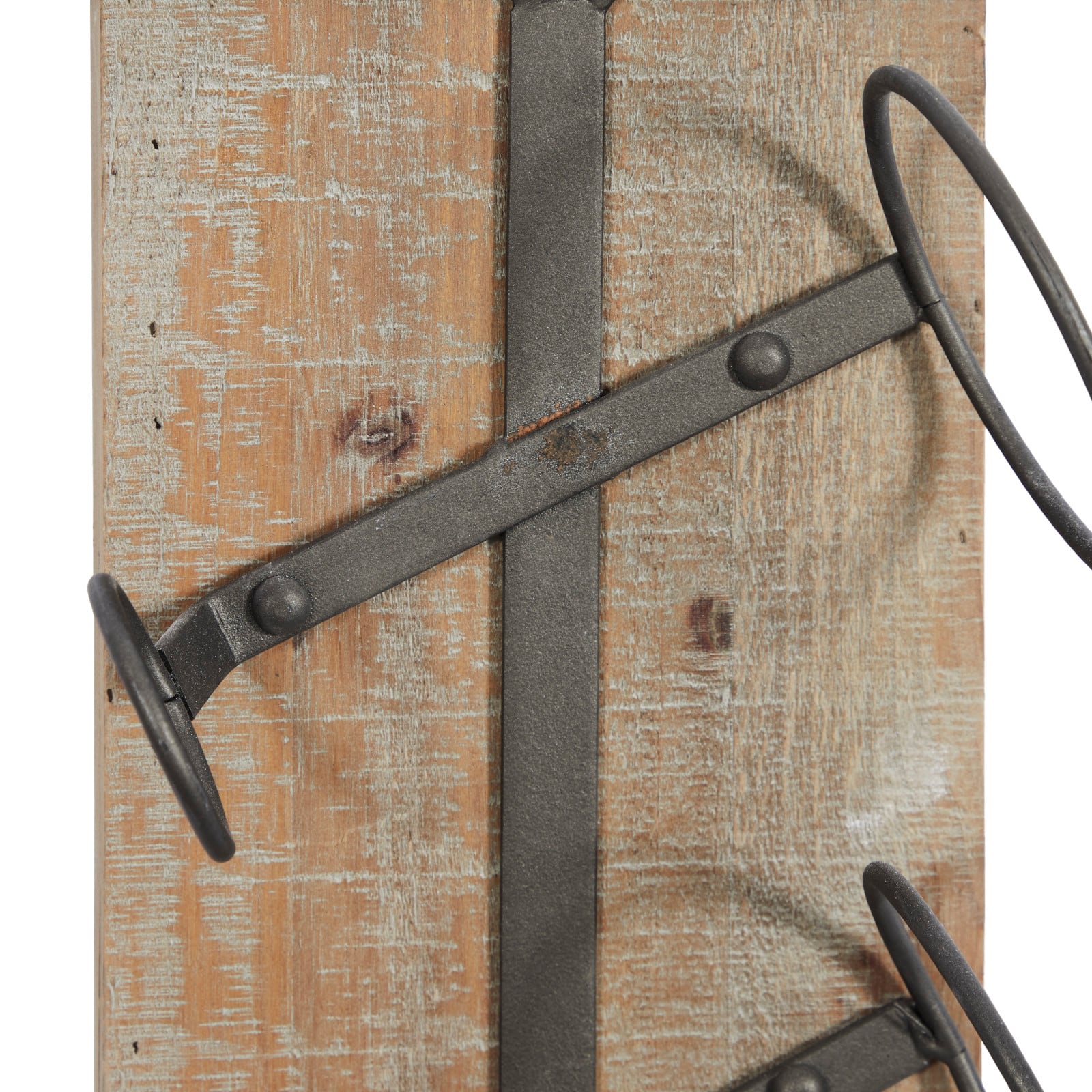 32" Brown Wood Industrial Wine Rack