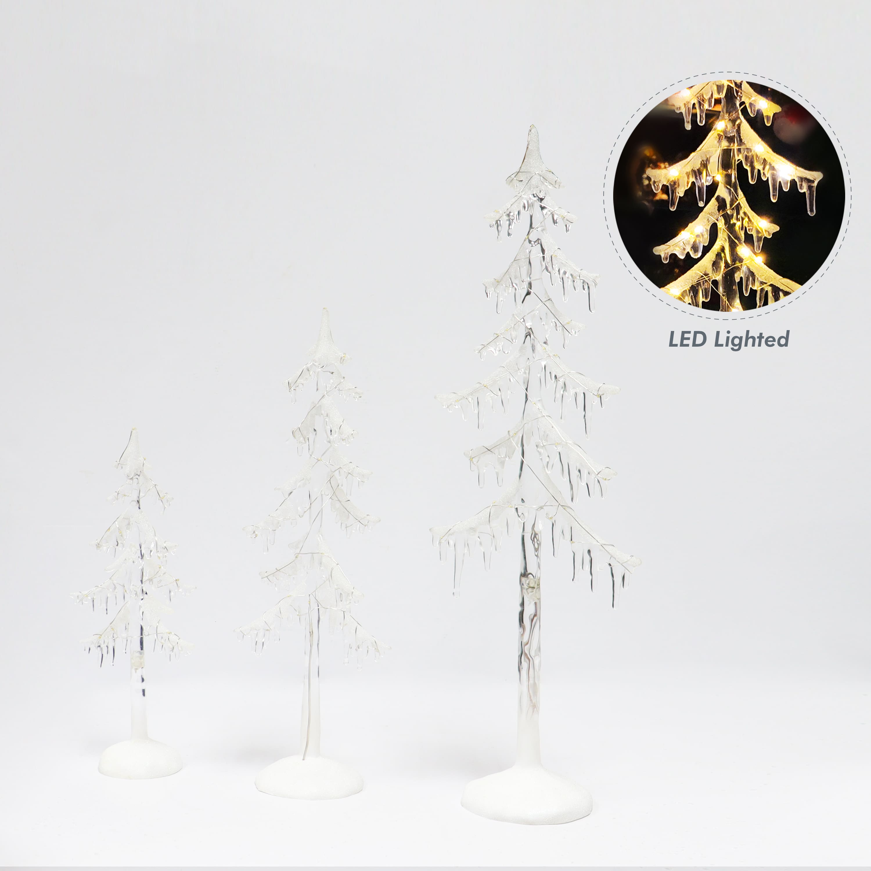 Moments in Time Acrylic Icicle Christmas Trees Set
