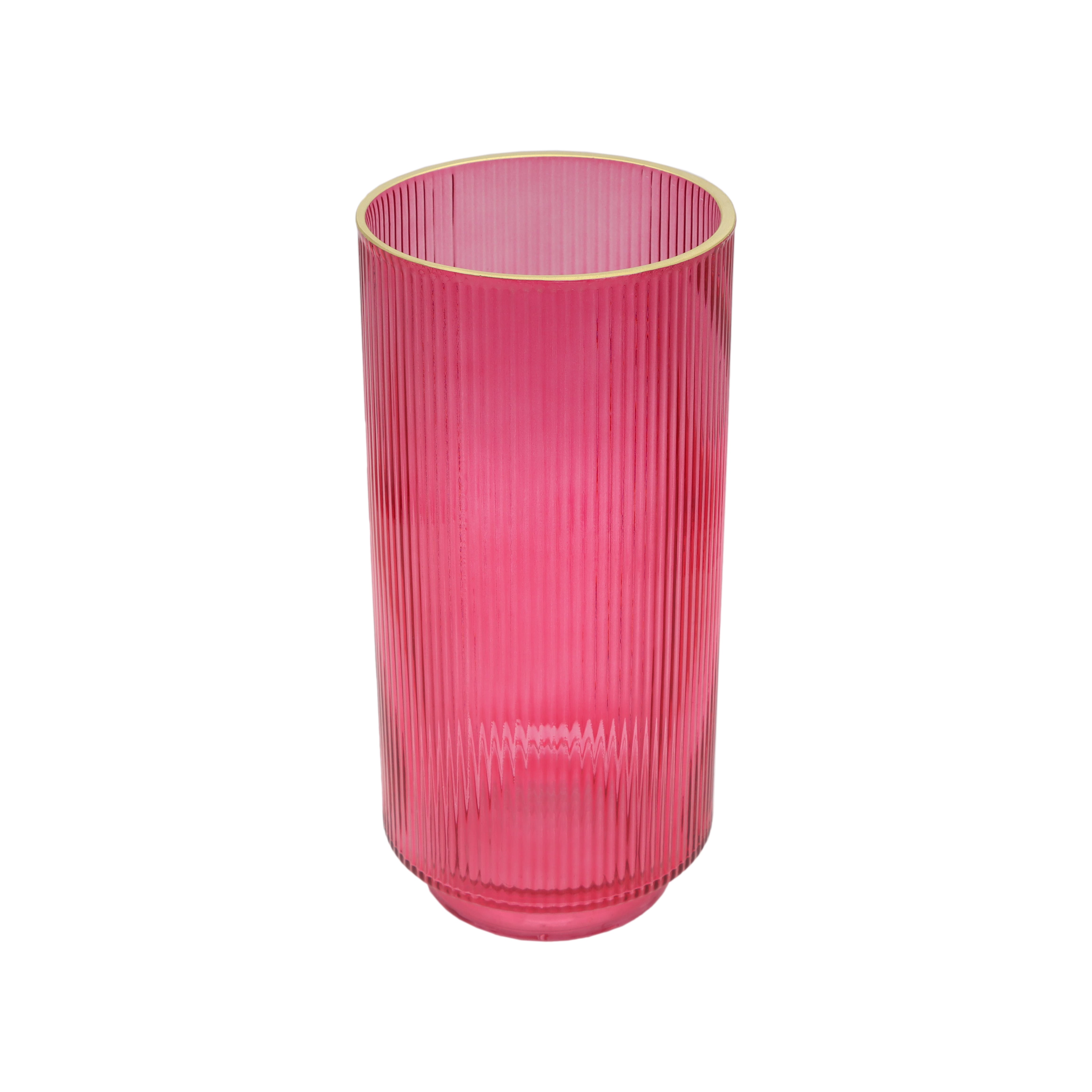 7.75" Pink Fluted Glass Cylinder Vase by Ashland®
