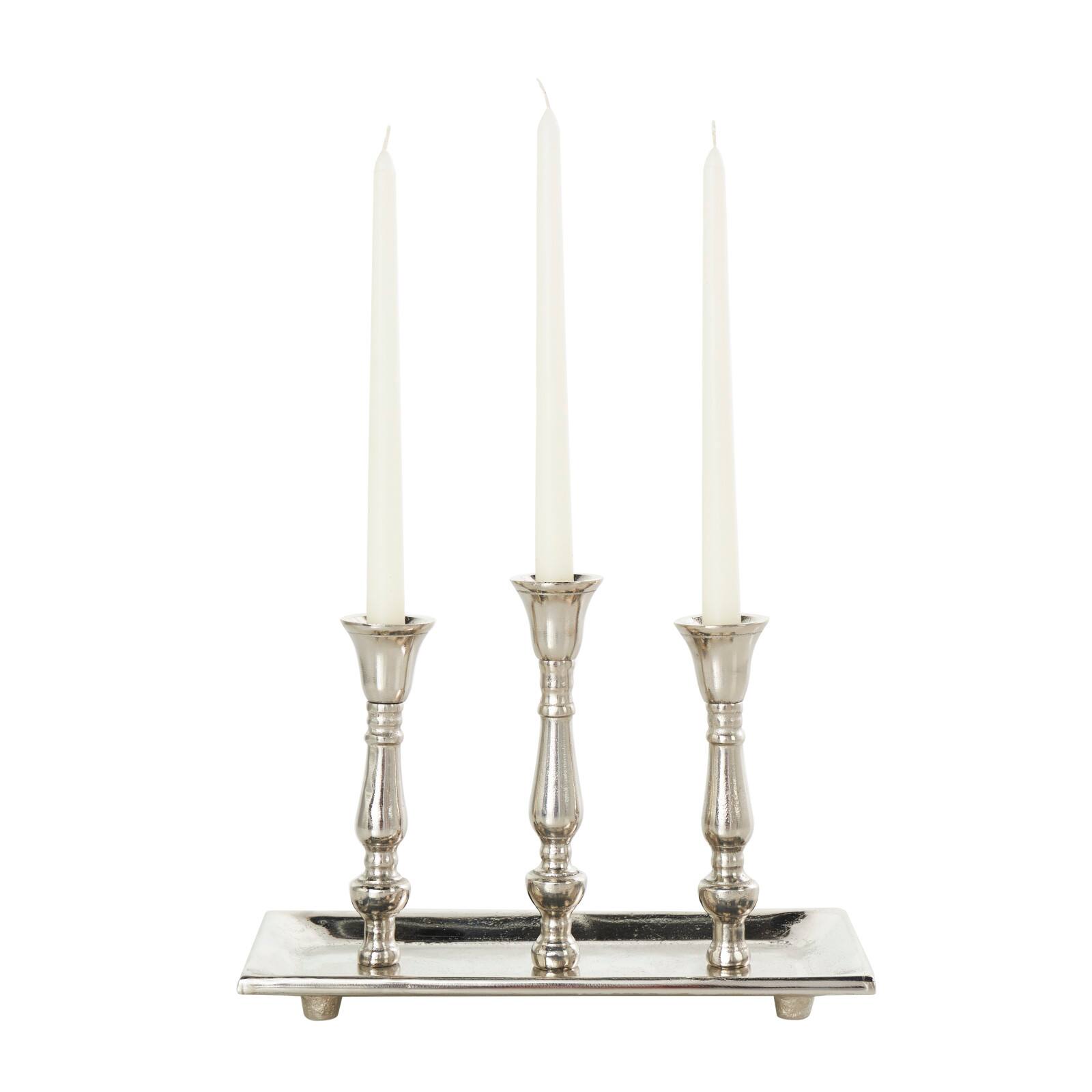Aluminum 3 Candle Candelabra with Candle Plate