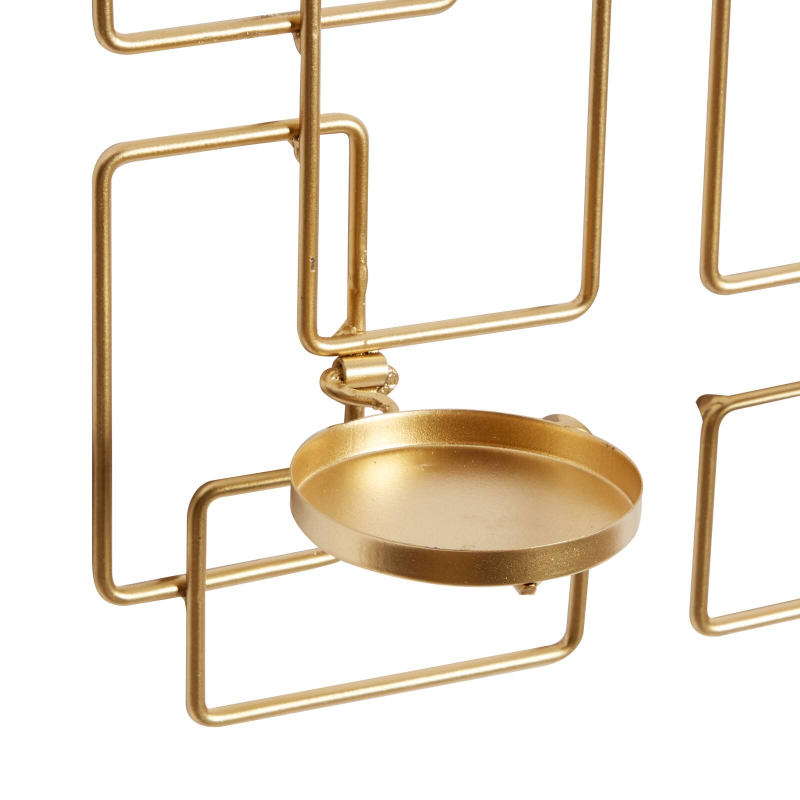 Gold Iron Contemporary Candlestick Holders, 13" x 5" x 4"