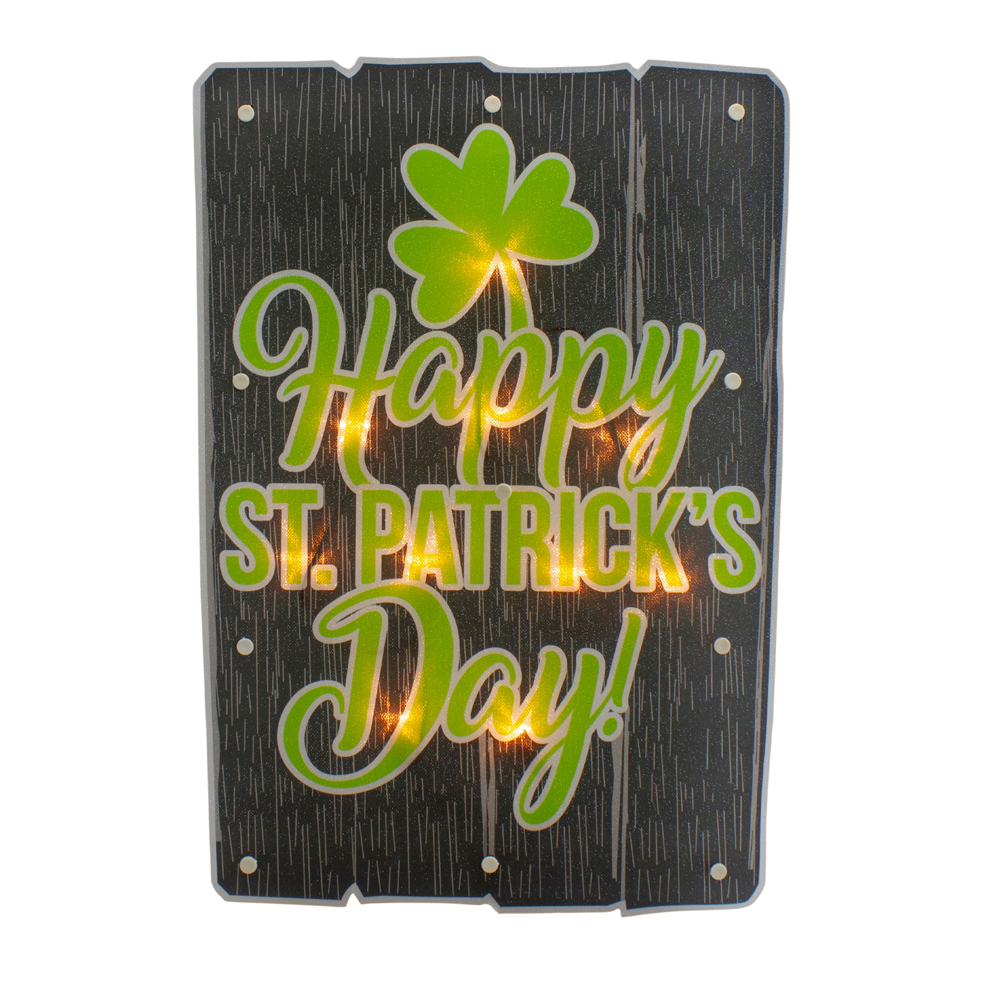 17" Green & Black Happy St.Patrick's Day Lighted Window Silhouette Decoration