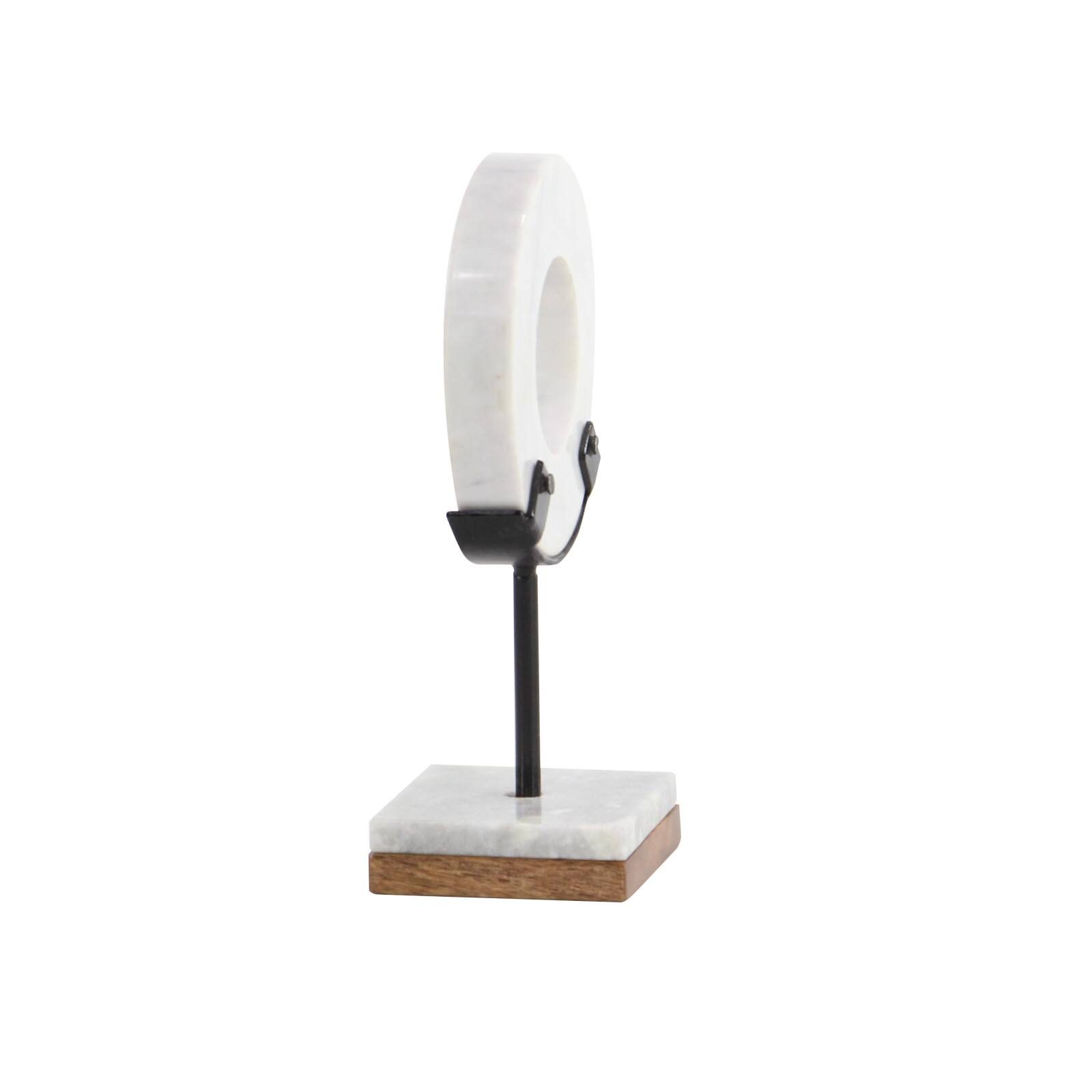 CosmoLiving by Cosmopolitan 11" White Marble Round Sculpture