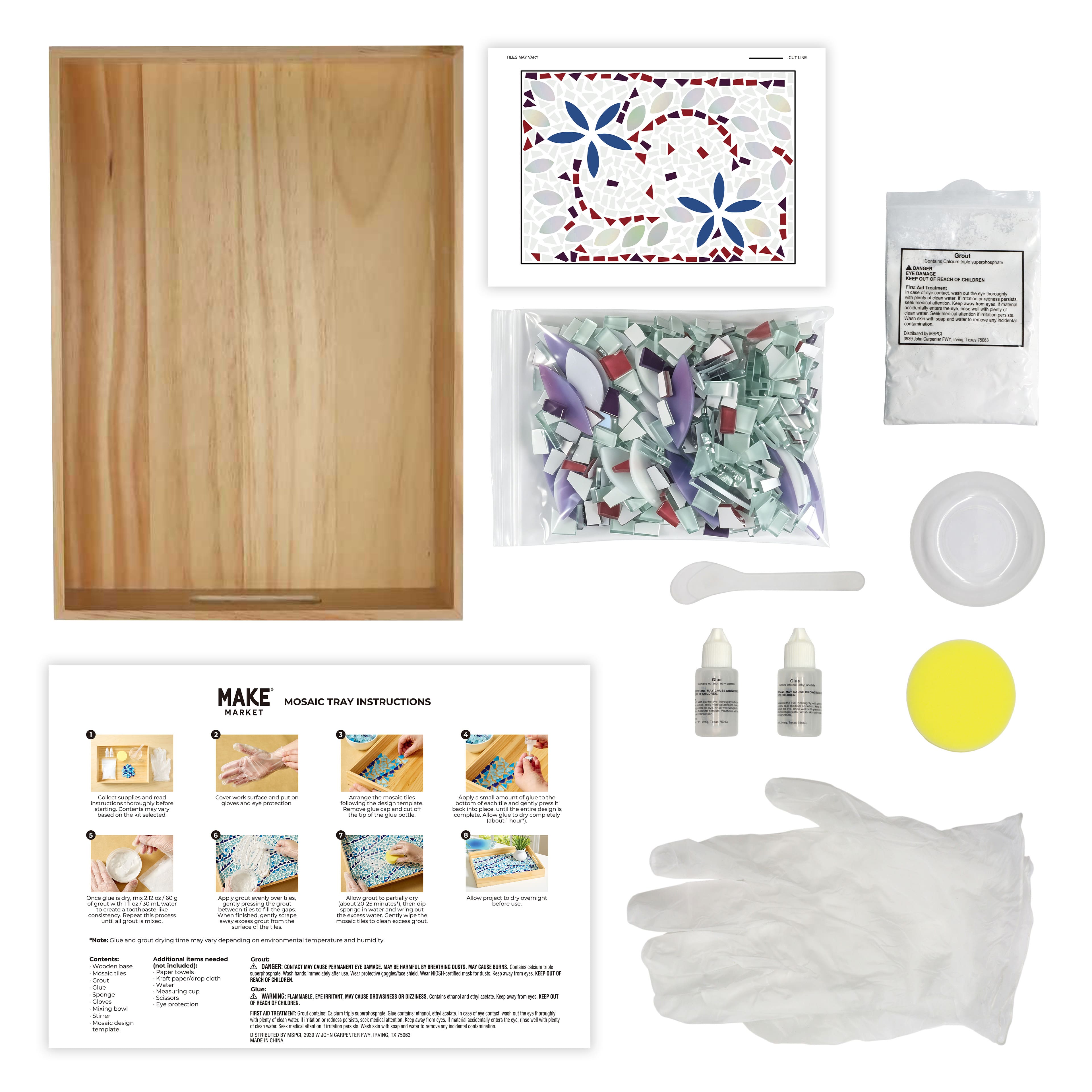 14" Purple Flower Rectangle Tray Mosaic Kit by Make Market®