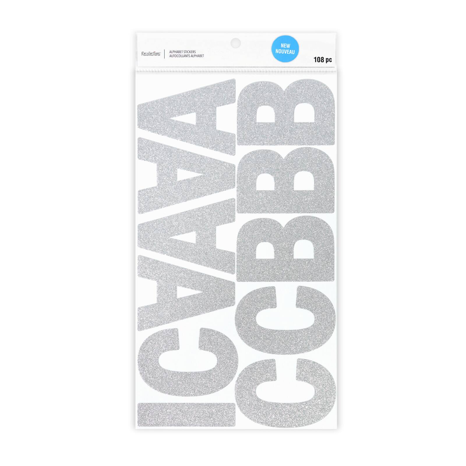 12 Pack: 3.25" Silver Glitter Alphabet Stickers by Recollections™
