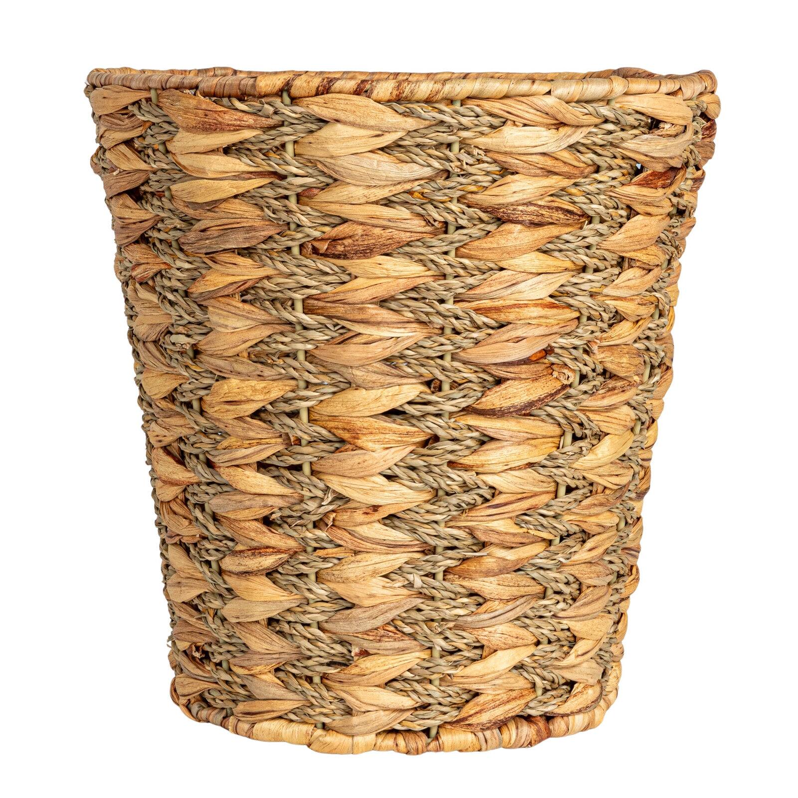 Household Essentials 11" Round Water Hyacinth & Seagrass Waste Basket