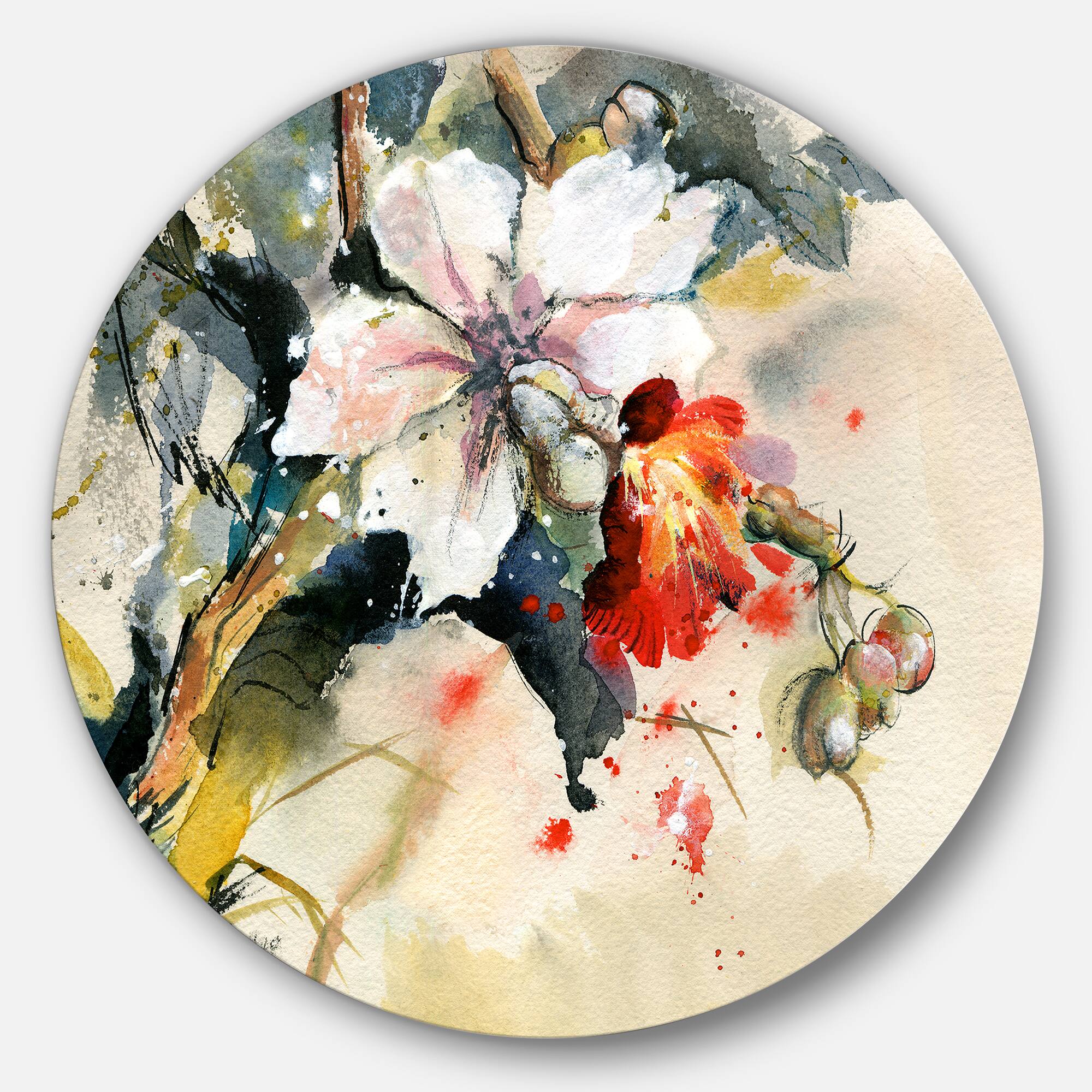 Designart - Orchid in Bloom' Floral Metal Circle Wall Art