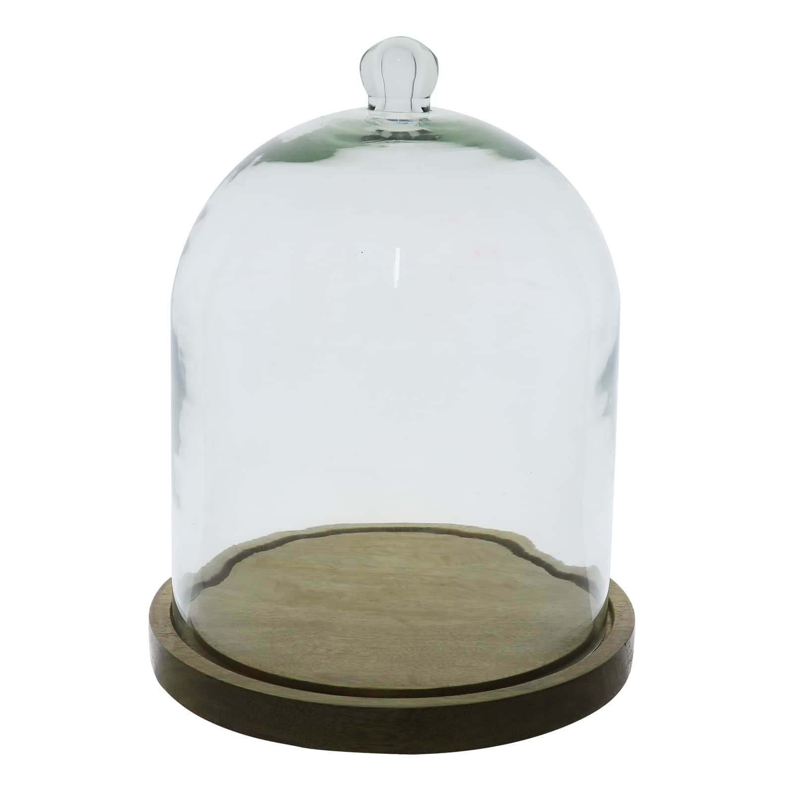 Glass Cloche & Round Wood Tray by Ashland®
