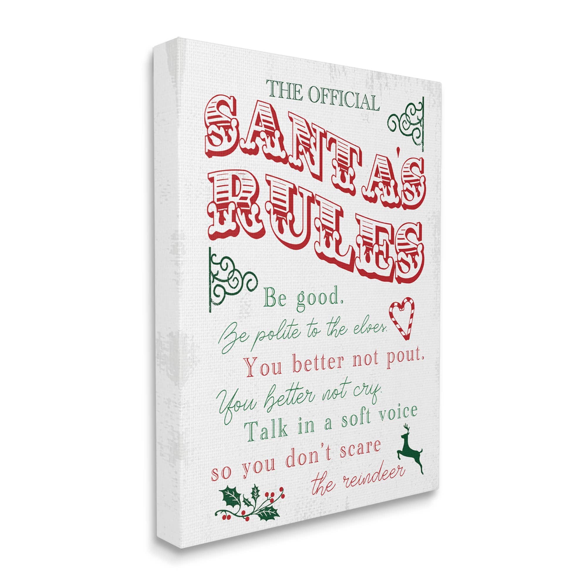 Stupell Industries Official Santa's Rules Christmas List Canvas Wall Art