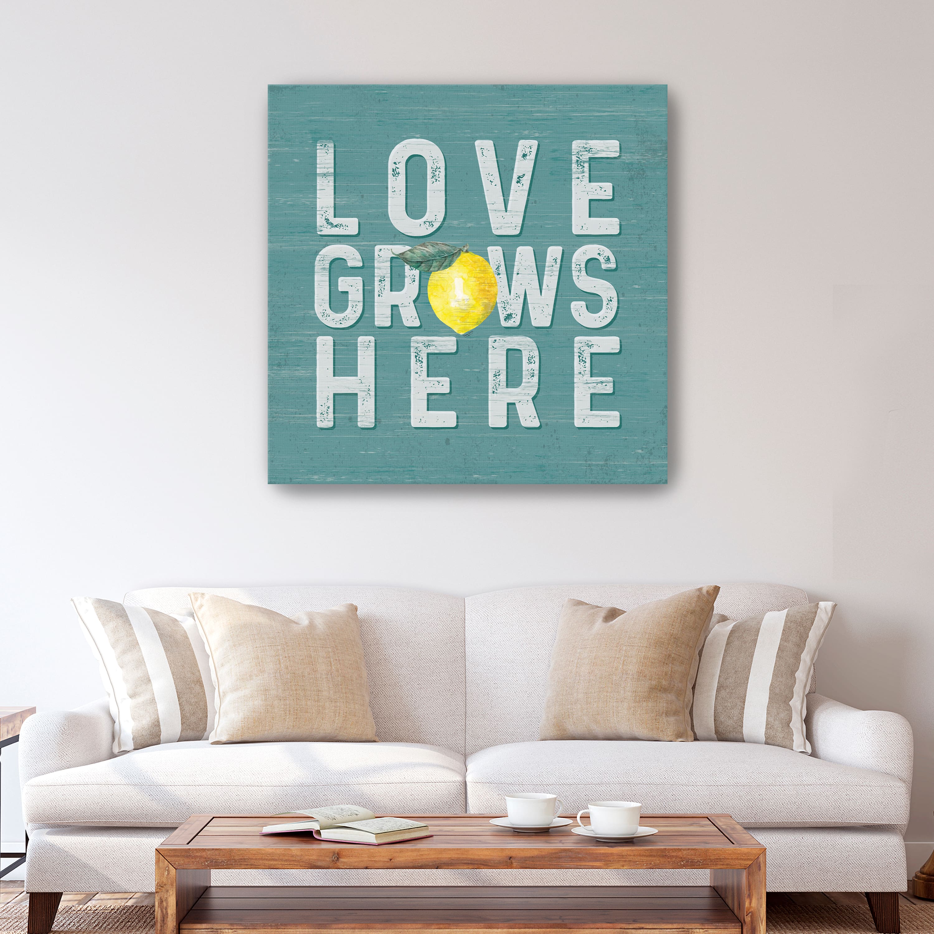 Happy Thoughts VI On Teal Canvas Giclee