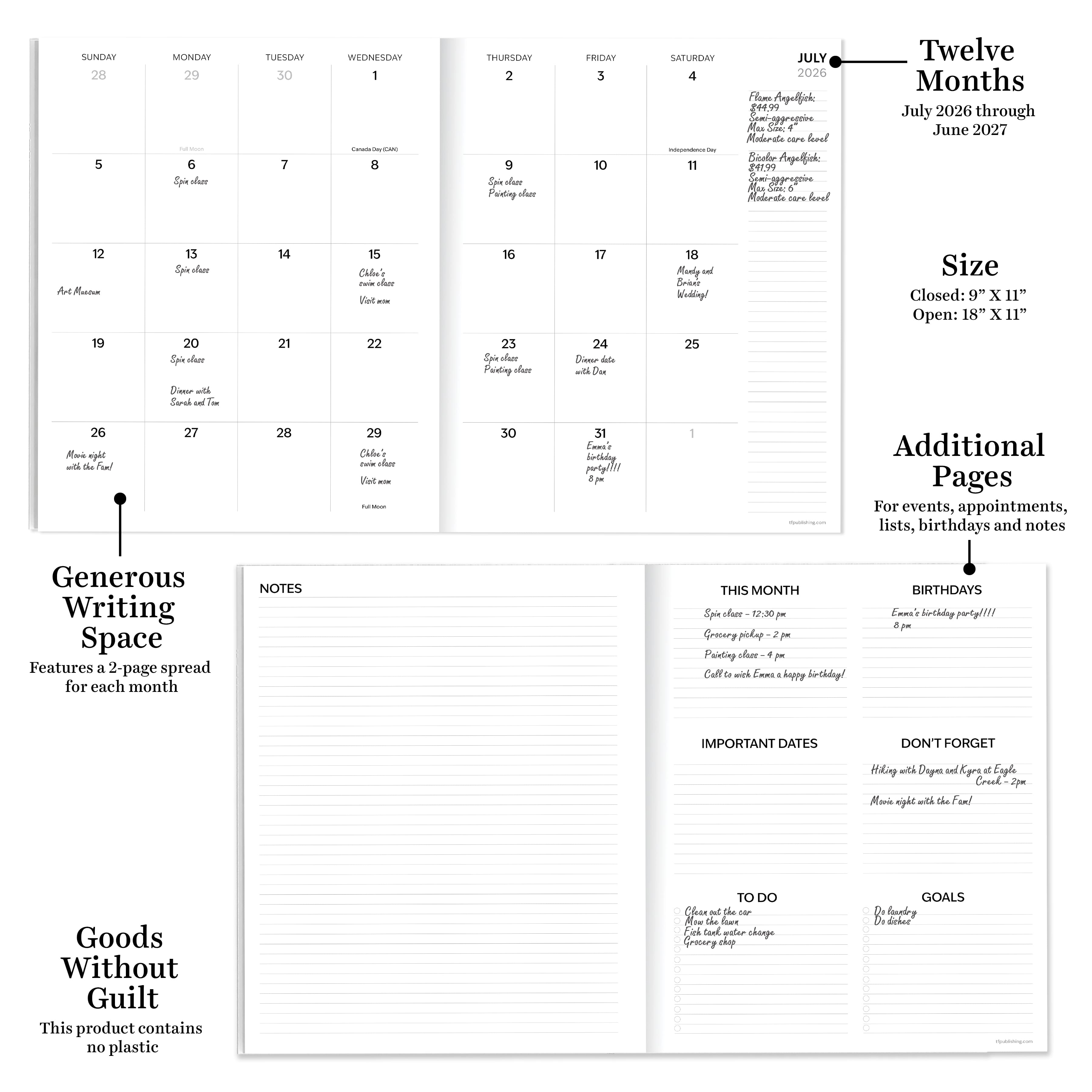 TF Publishing Large 2026-27 Wild Bison Monthly Planner