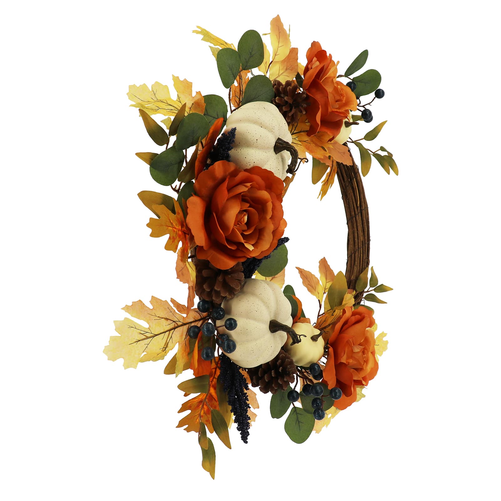 24" Orange Rose & Pumpkin Mix Wreath by Ashland®
