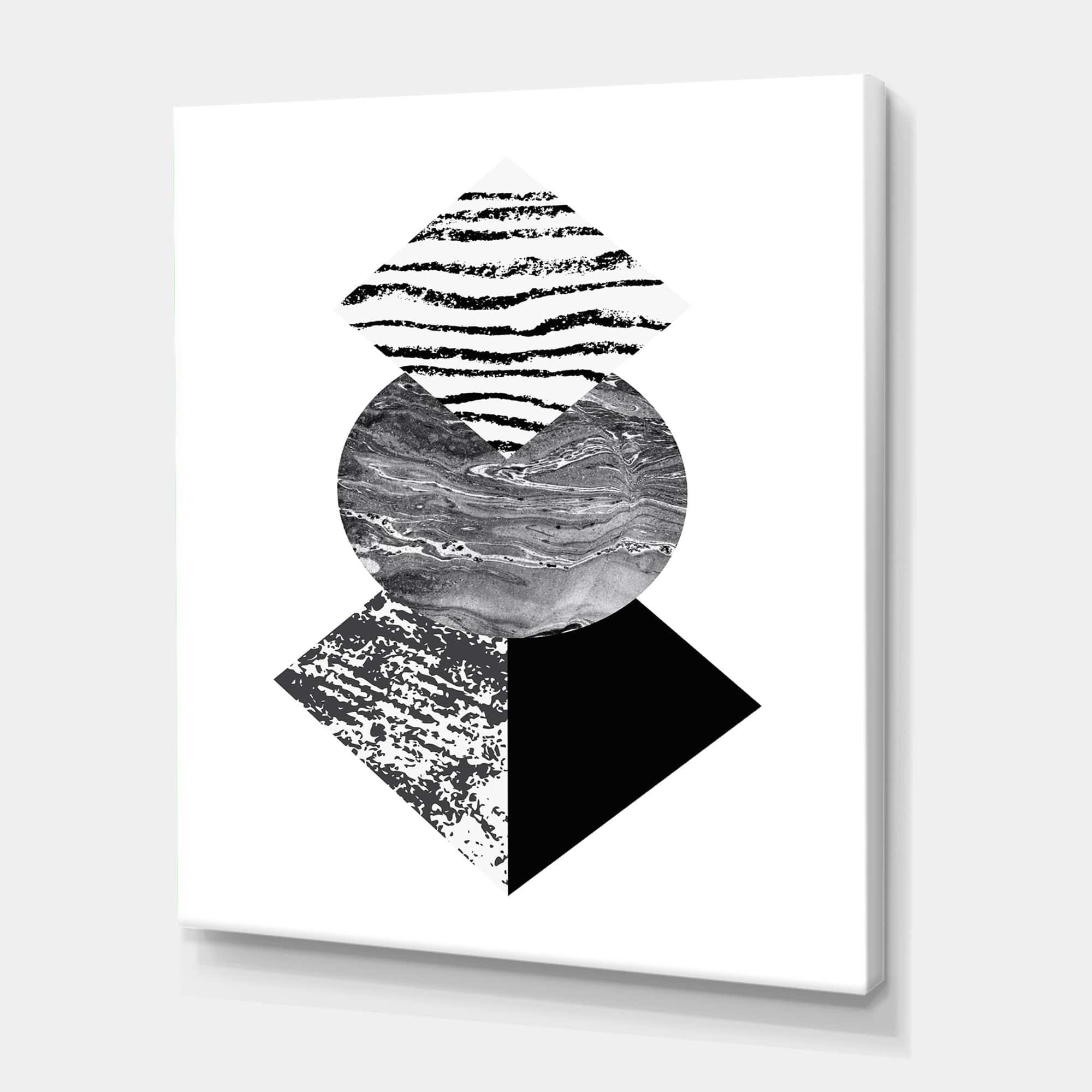 Designart - Tropical Palm Leaf With Abstract Geometry Shapes I - Modern Canvas Wall Art Print