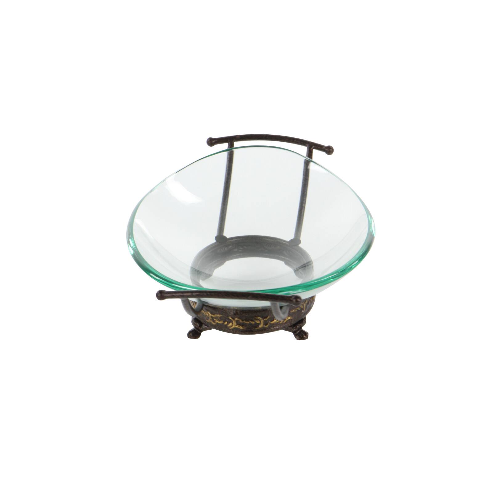 Gold Glass and Metal Traditional Serving Bowl, 5" x 17" x 11"