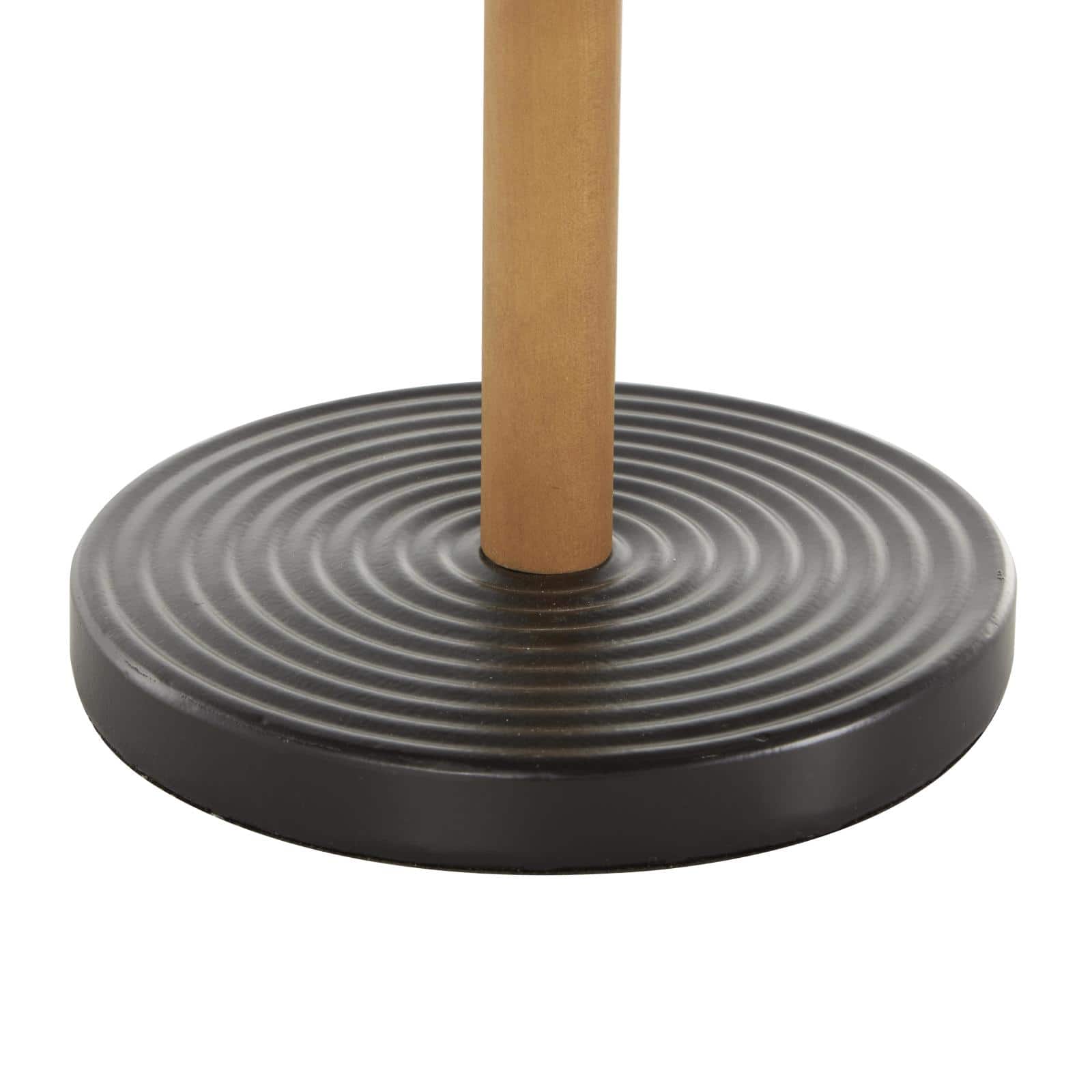 7" x 12" Black Metal Paper Towel Holder with Brown Wood Post