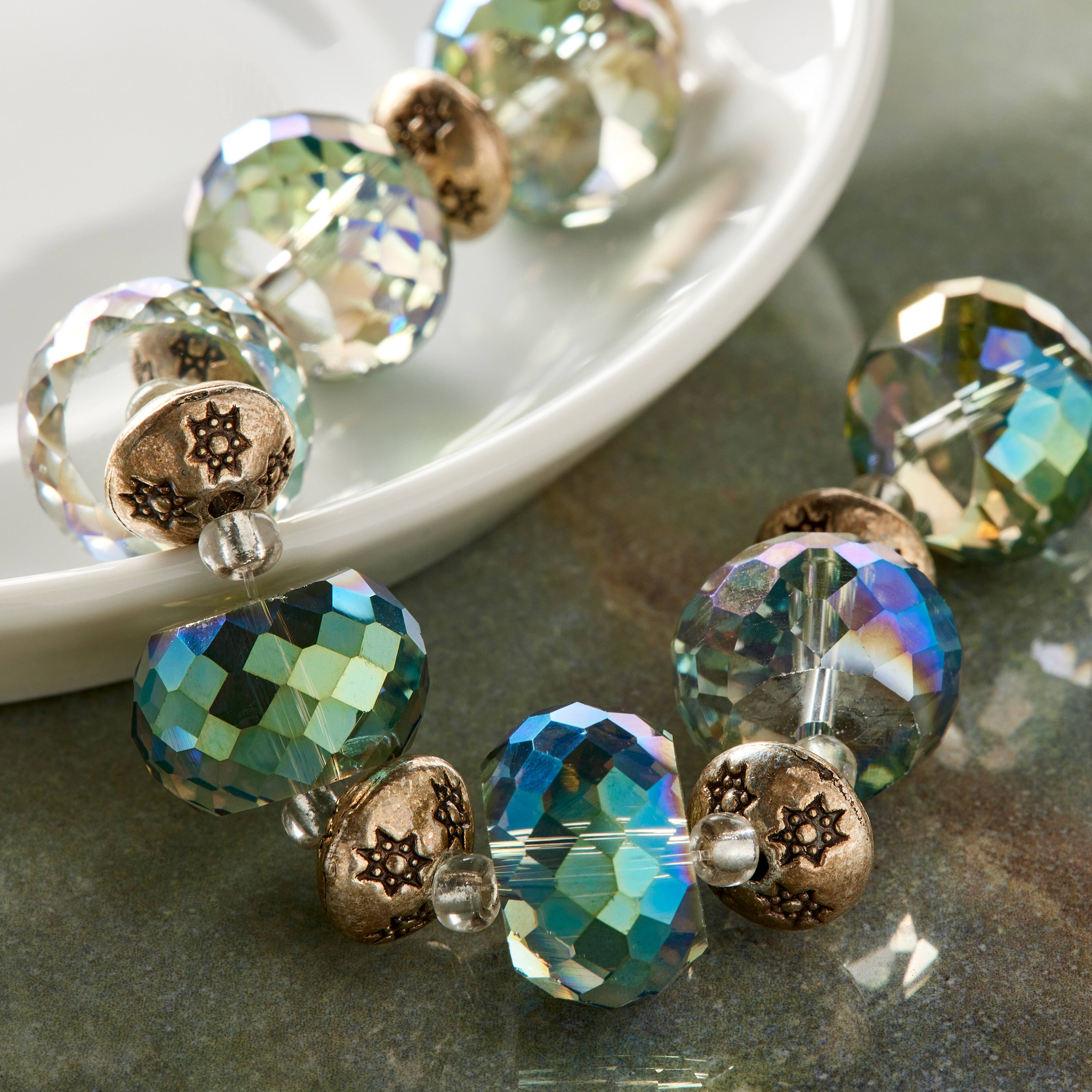 12 Pack: Aqua Metal & Glass Rondelle Beads by Bead Landing™