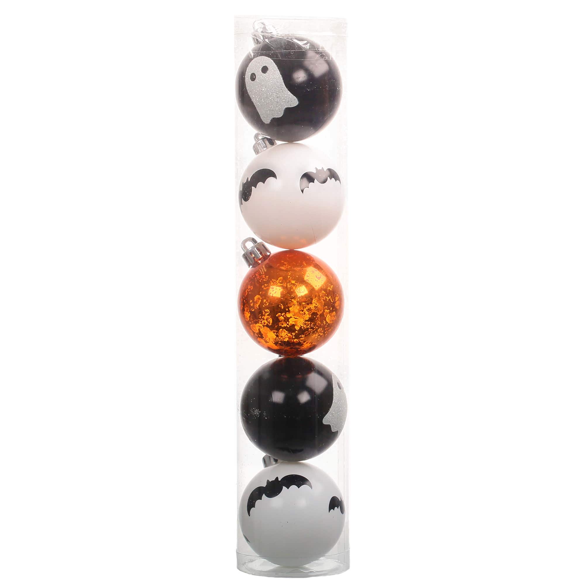 5 Pack 57mm Black, Orange & White Halloween Ornaments by Ashland®