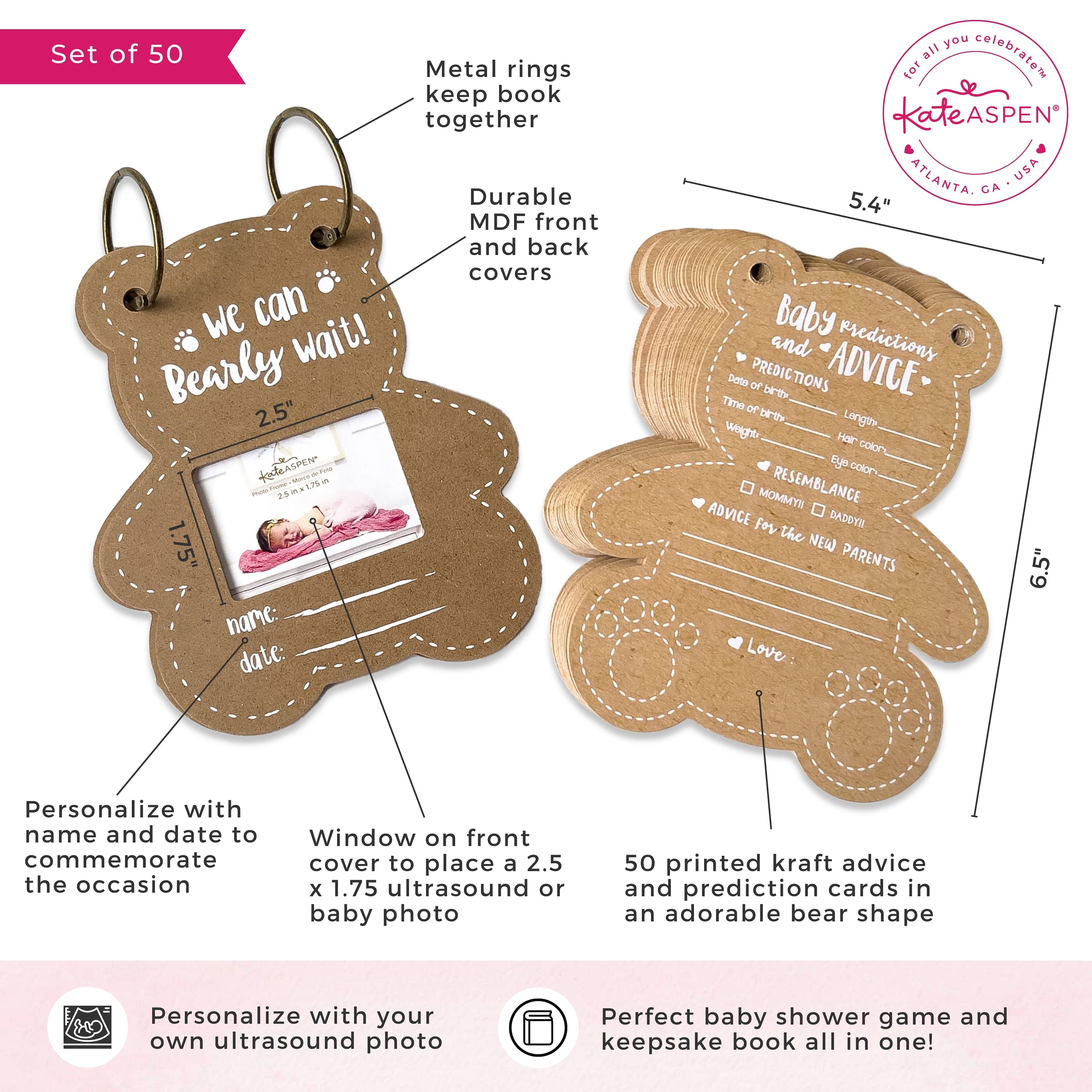 Kate Aspen® Kraft Bear Shape Baby Shower Prediction Advice Card Keepsake Book Set