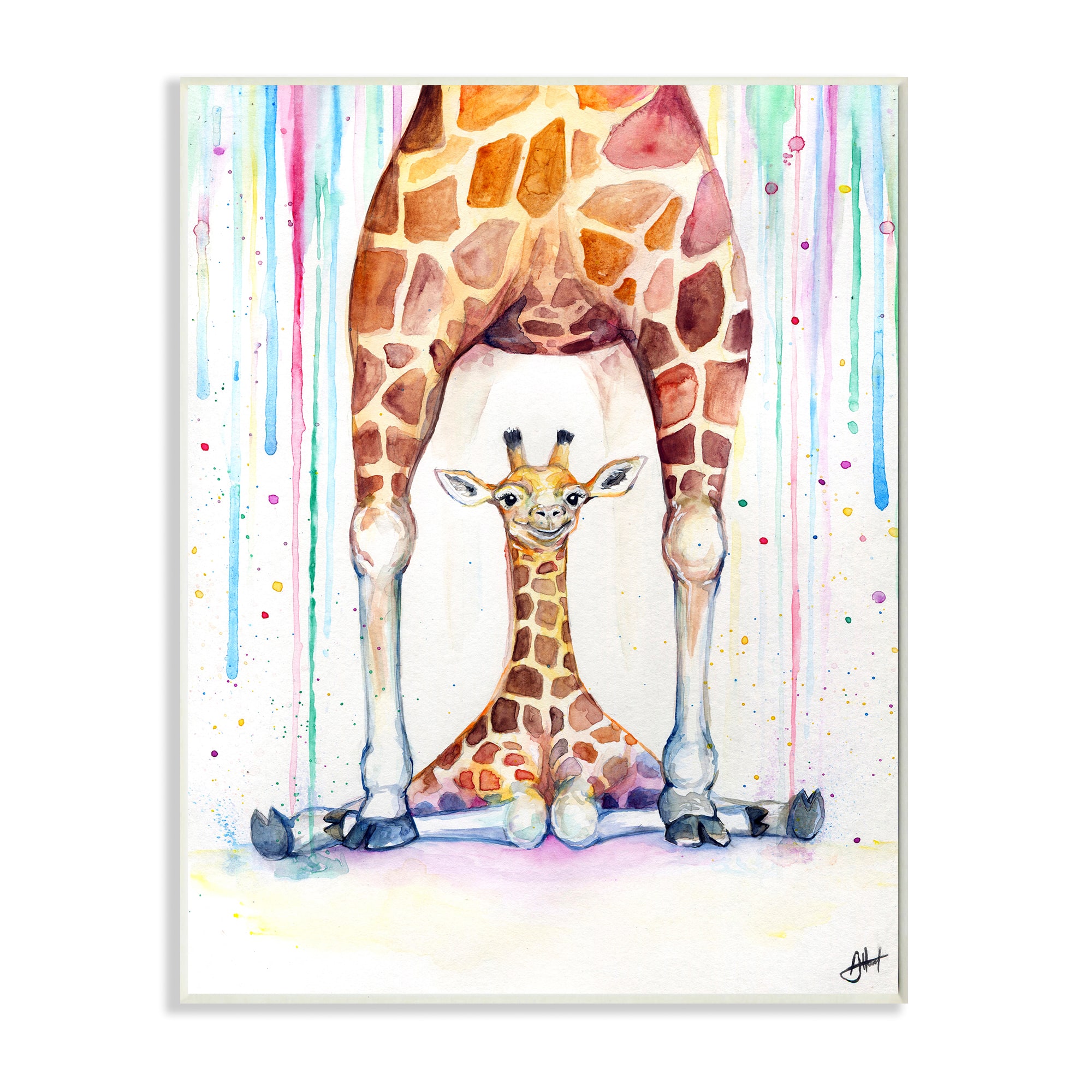 Stupell Industries Colorful Cute Giraffe Family Wall Plaque