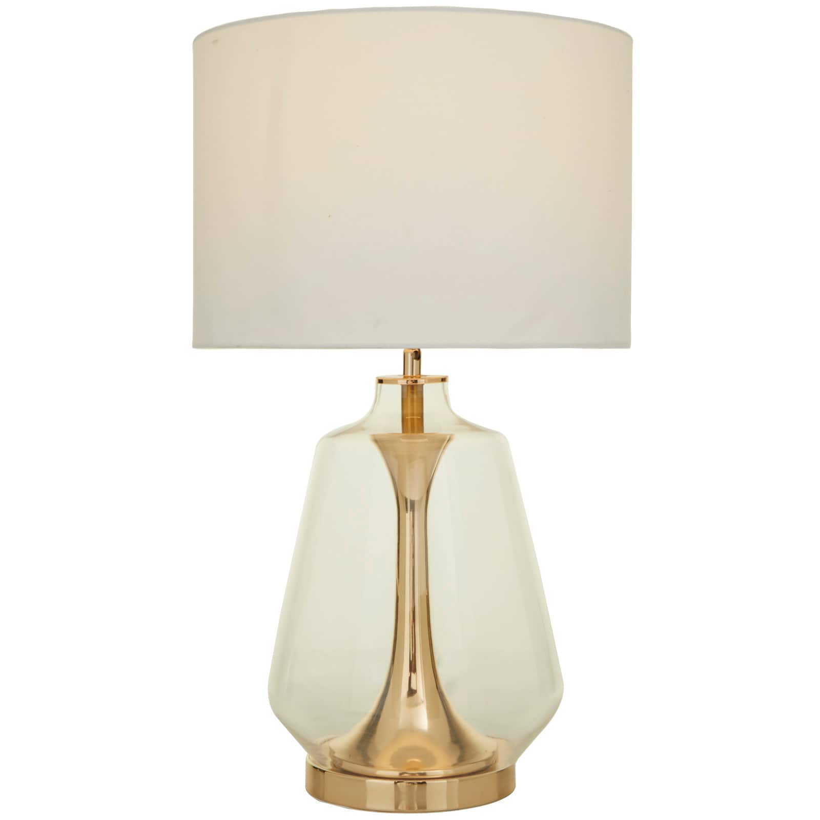 CosmoLiving by Cosmopolitan Gold Glass Transparent Base Table Lamp with Drum Shade 15" x 15" x 24"