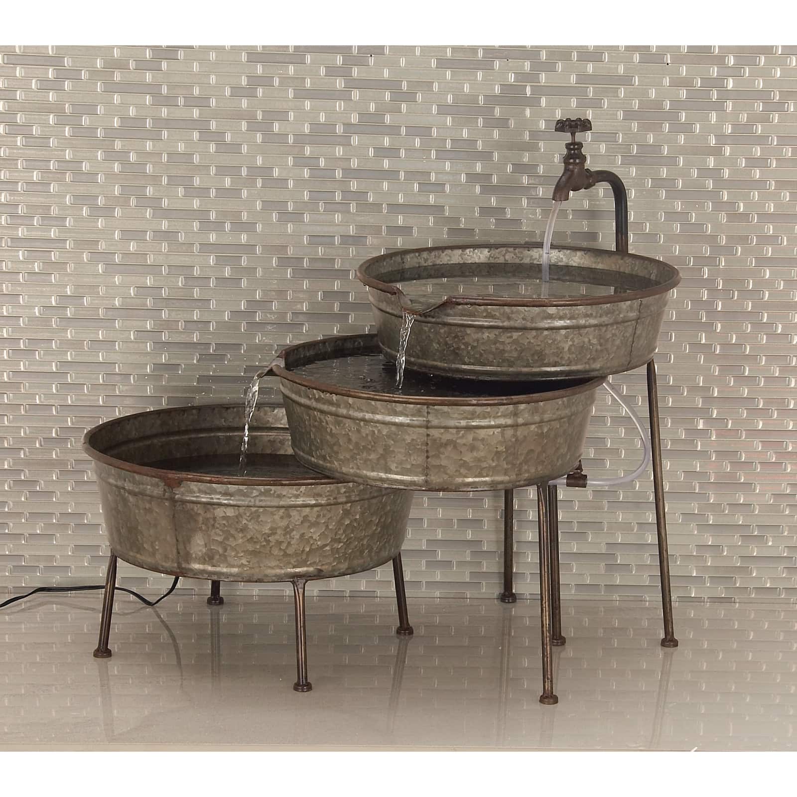 Grey Iron Farmhouse Fountain, 26" x 30" x 21"
