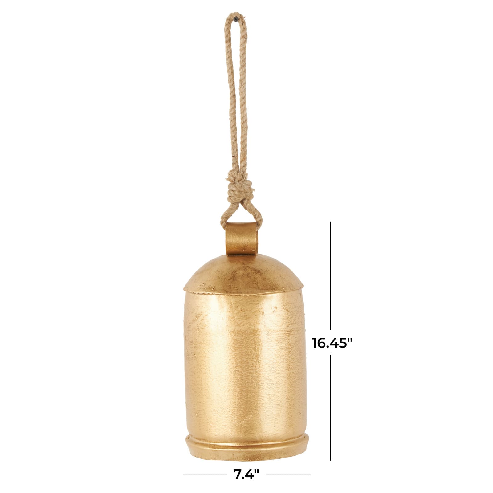 Gold Metal Decorative Bell with Jute Hanging Rope