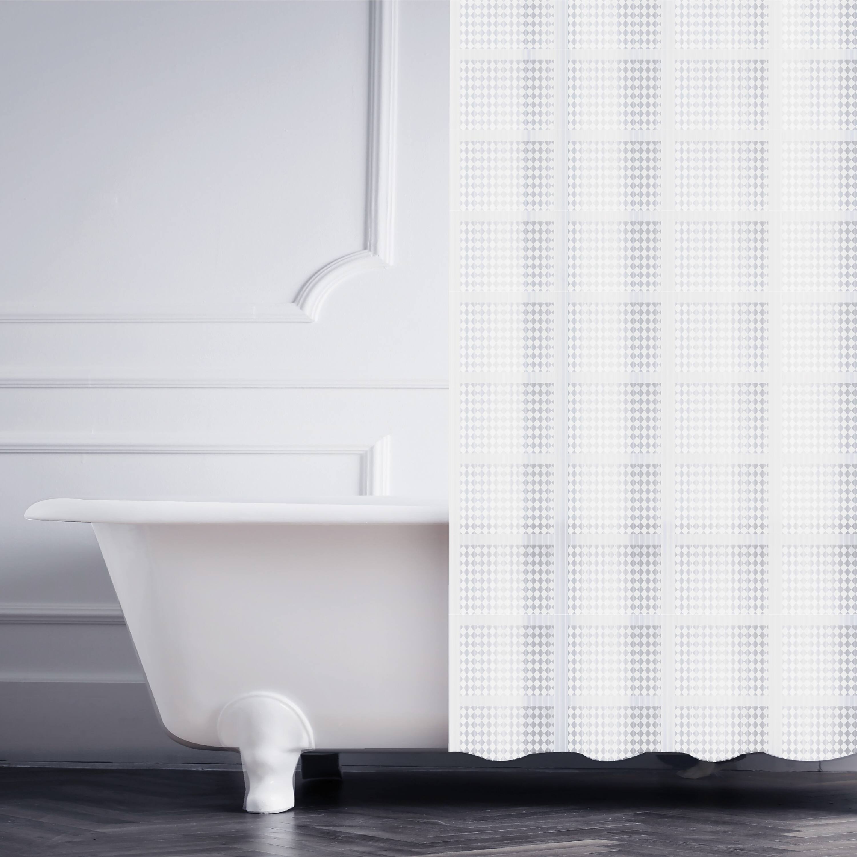 Elle Décor White Jacquard Solid Weave Shower Curtain