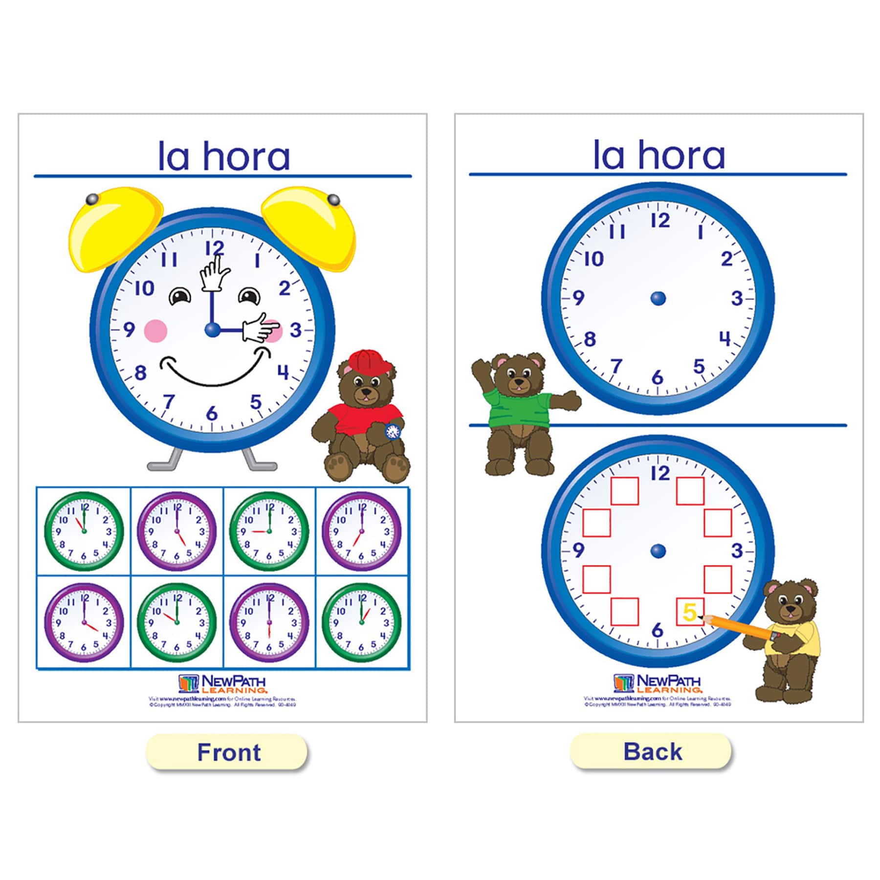 NewPath Learning® 12" x 18" Time & Money Bulletin Board Charts Set, Spanish Edition